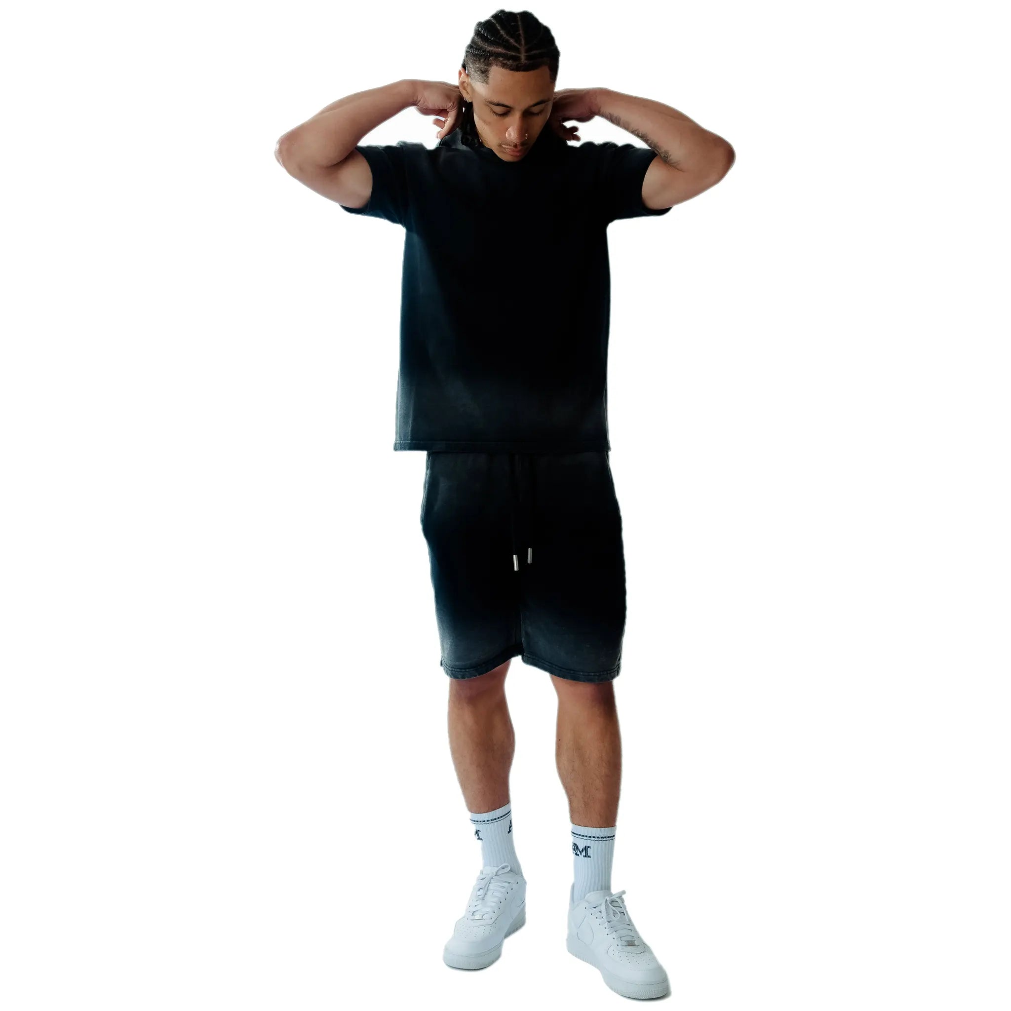 Model Detail view of Amicci Levanto Washed Black Shorts