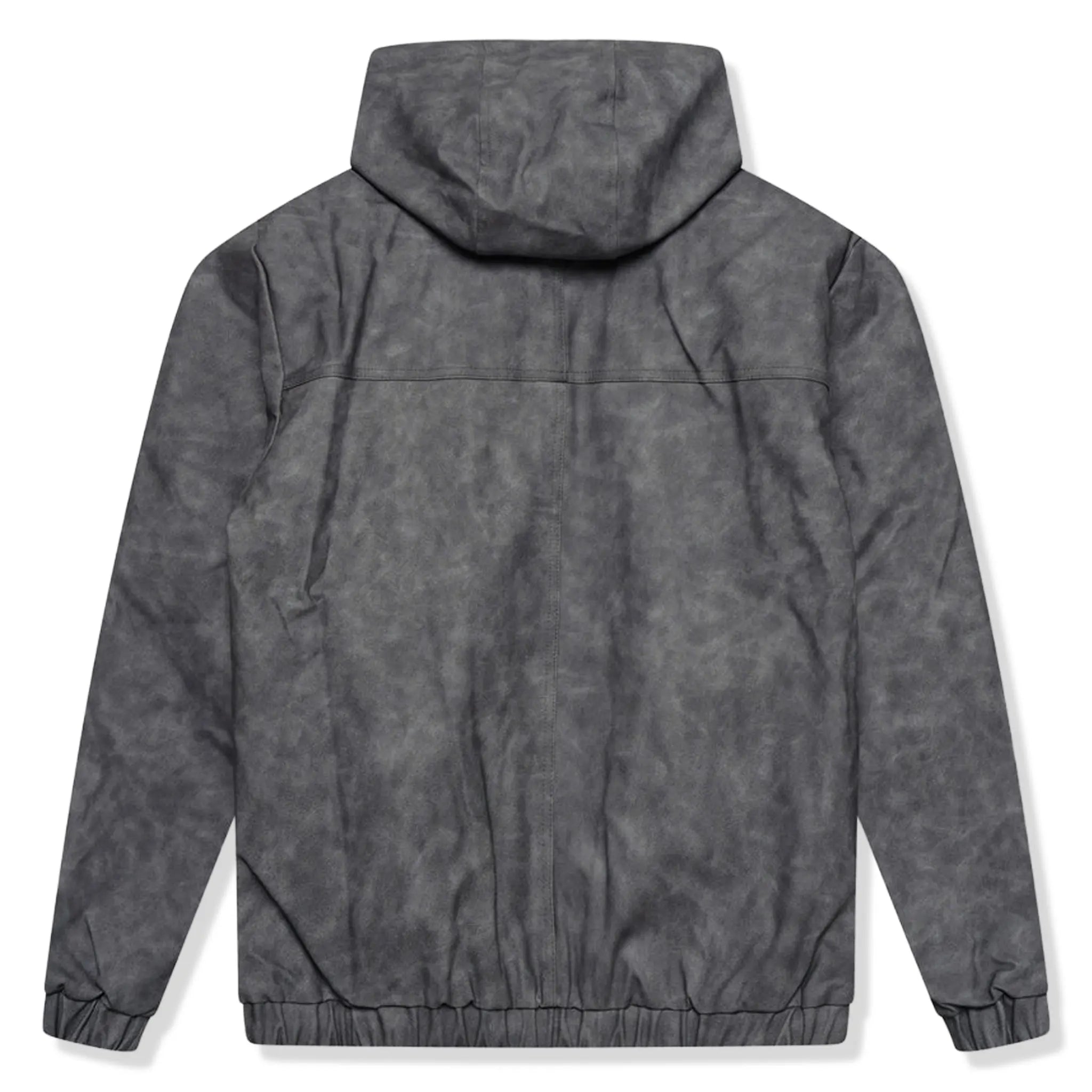 Back View of Amicci Rafel Leder Hooded Washed Black Jacket