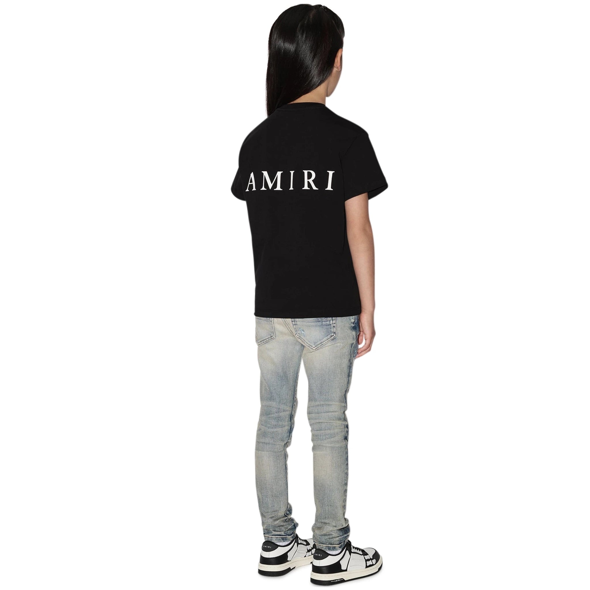 Model back view of Amiri Kids MA Black T Shirt PS22KJL021-001