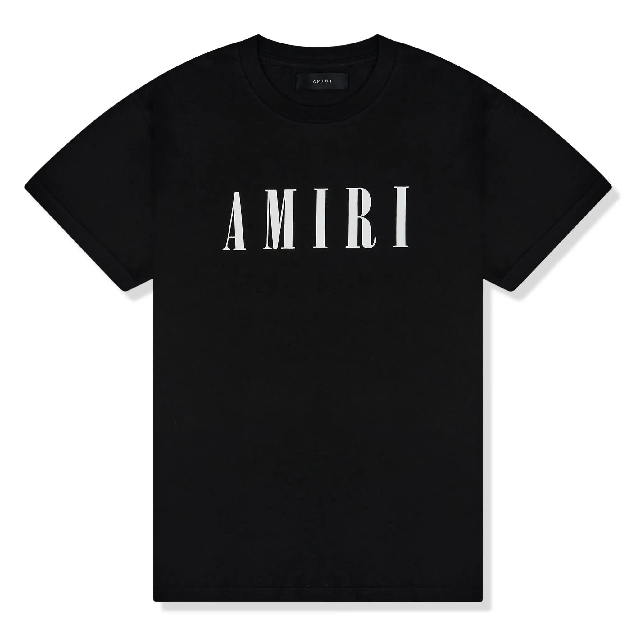 Front View of Amiri Logo Black T Shirt AMJYTE1031 001-BLAC