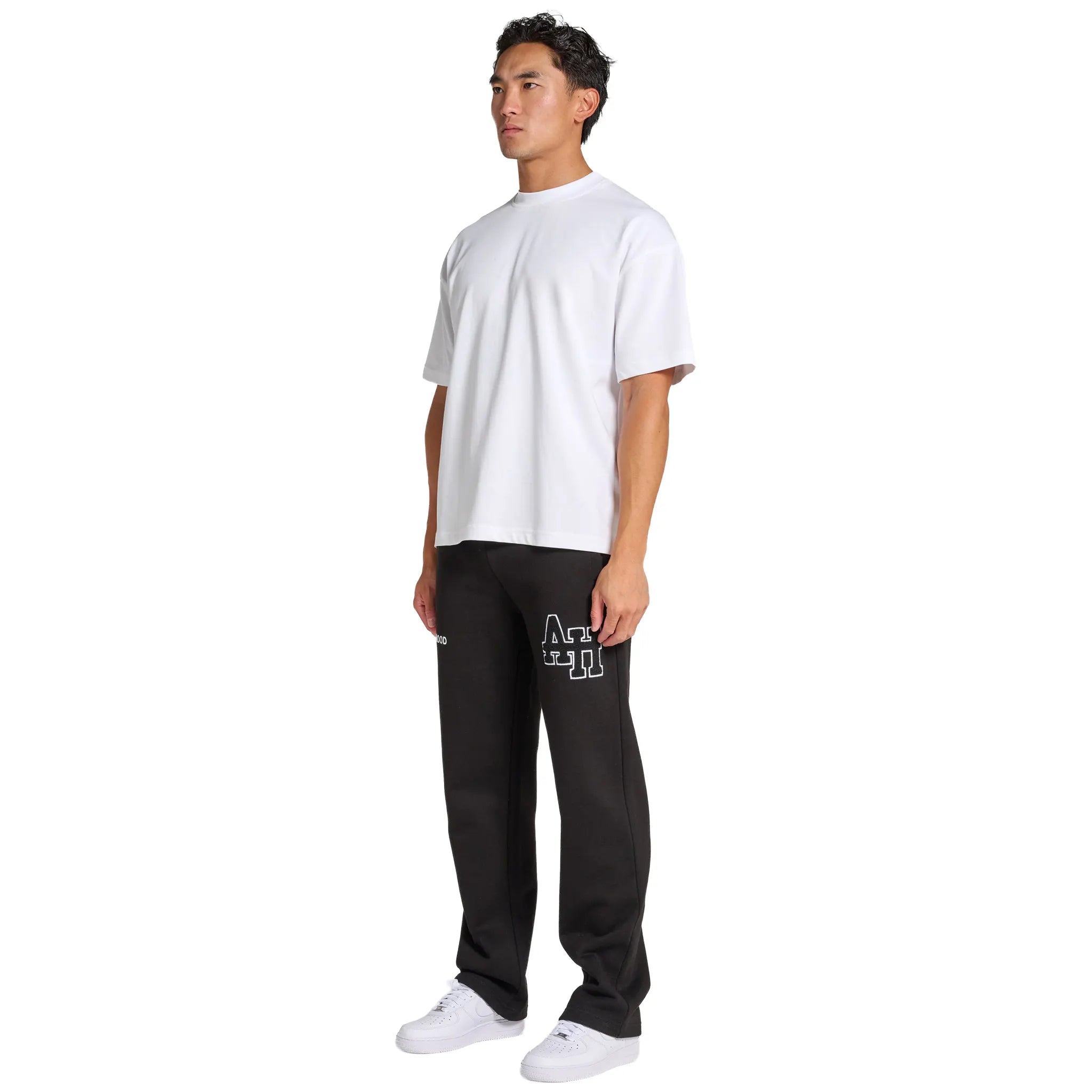 Front Side View of Annie Hood Blanks White T Shirt