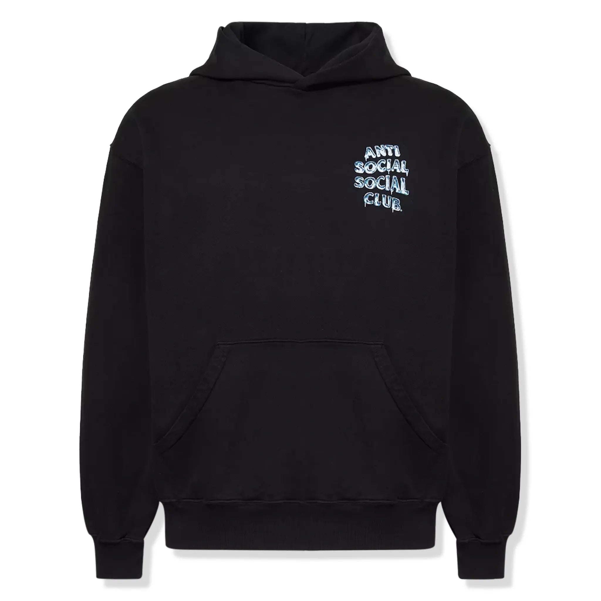 Front View of Anti Social Social Club Icy Mind Games Black Hoodie