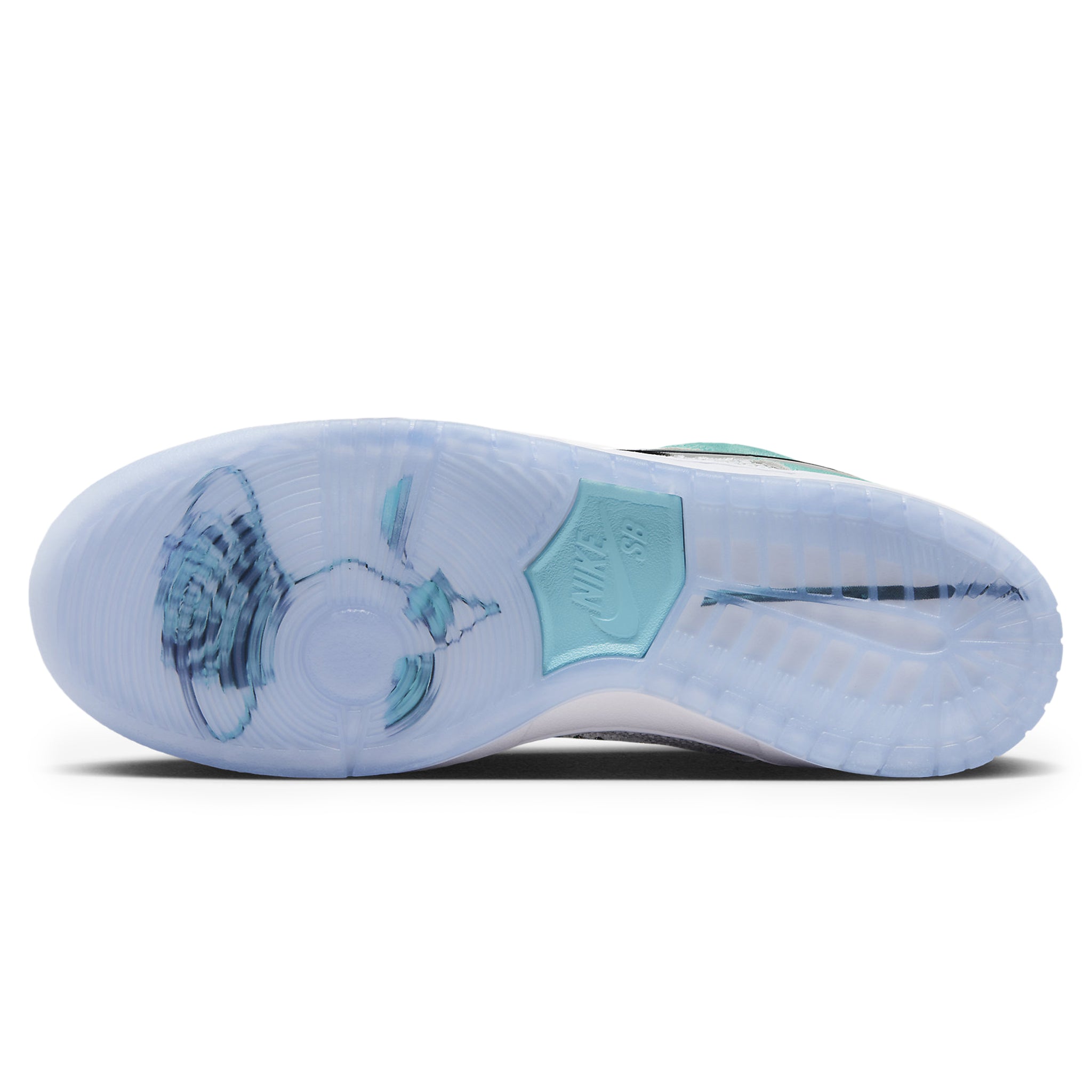 Sole side view of April Skateboards x Nike SB Dunk Low Turbo Green FD2562-400