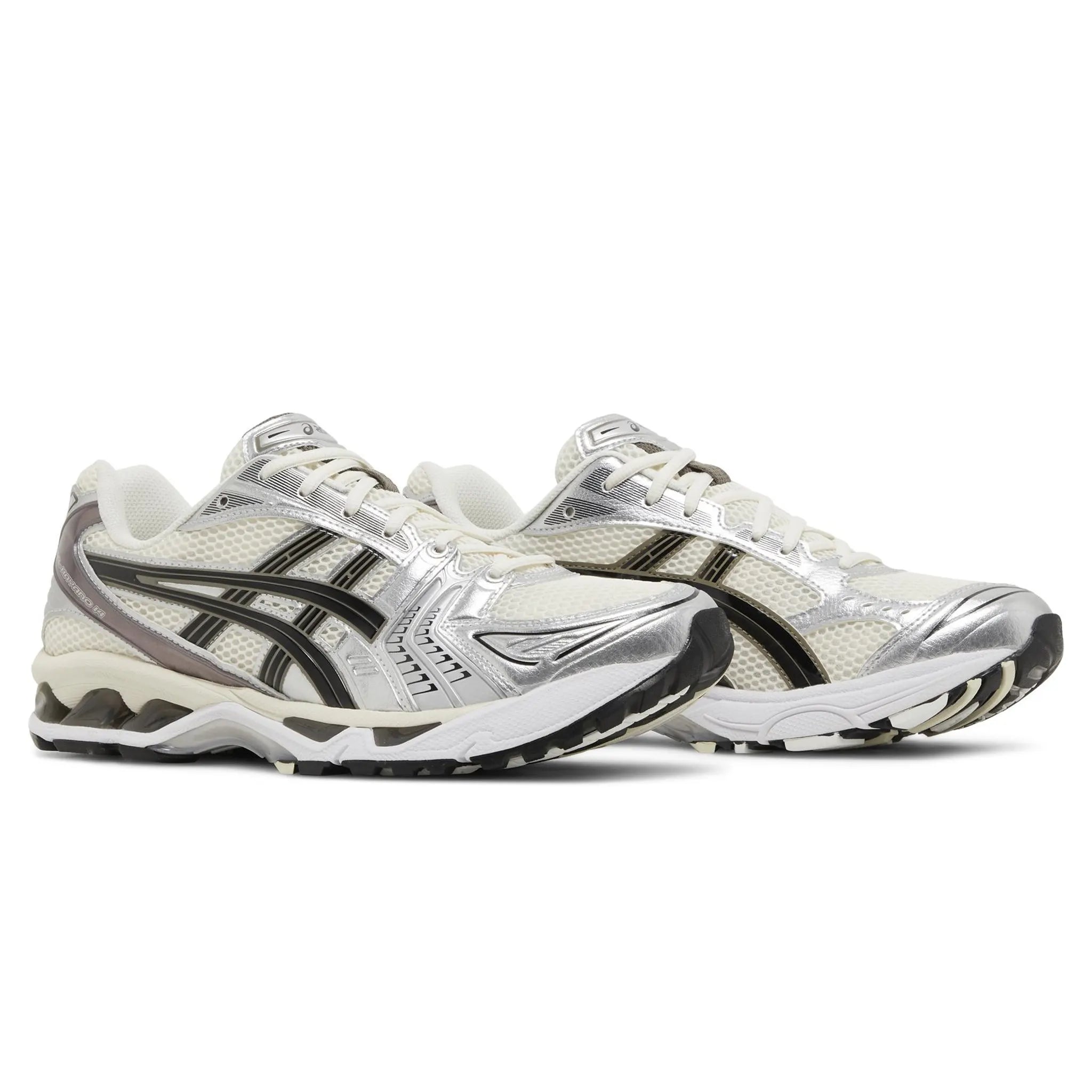 Front side view of ASICS Gel-Kayano 14 Silver Cream 1201A019-108