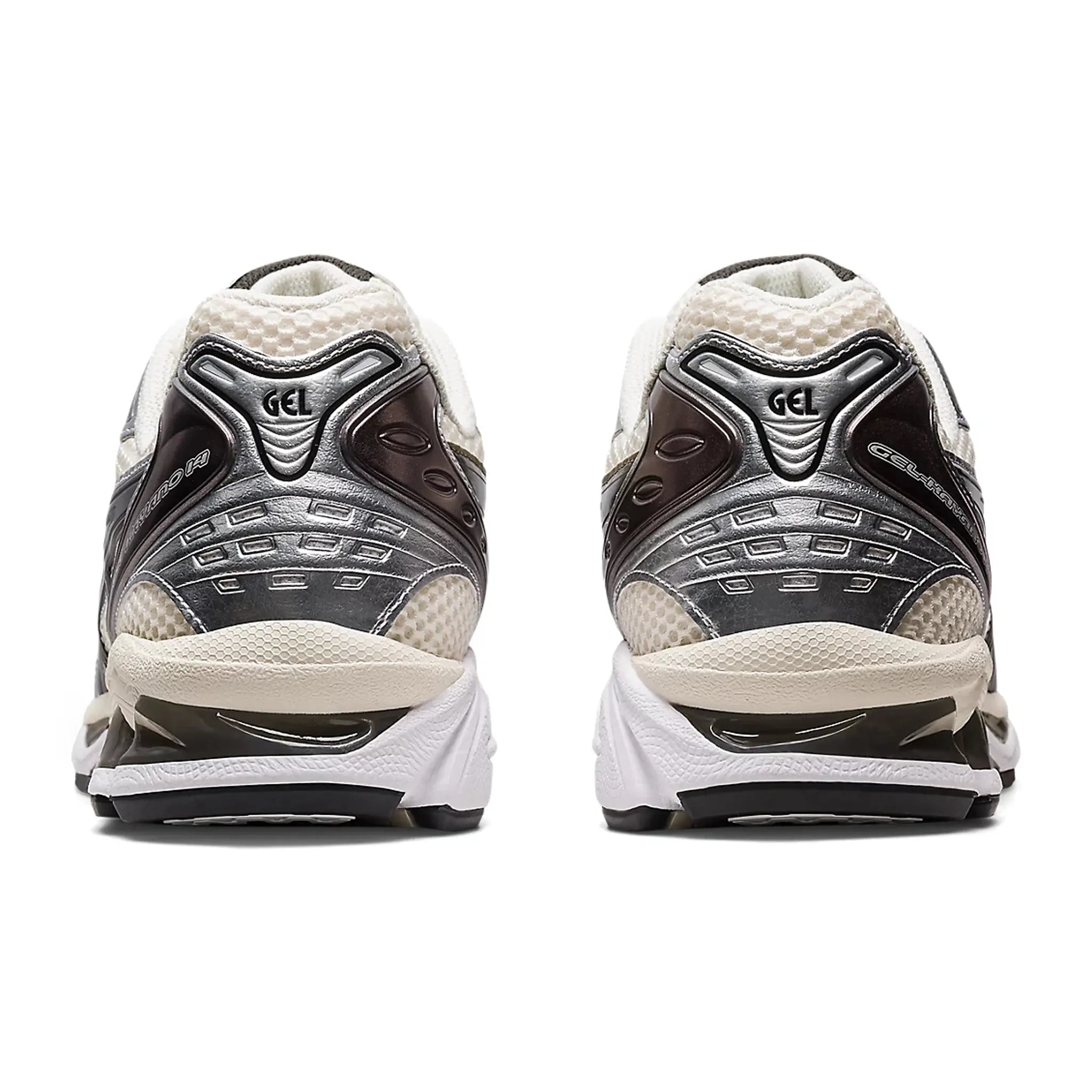 Back view of Asics Gel-Kayano 14 Silver Cream Black (W) 1201A019-108