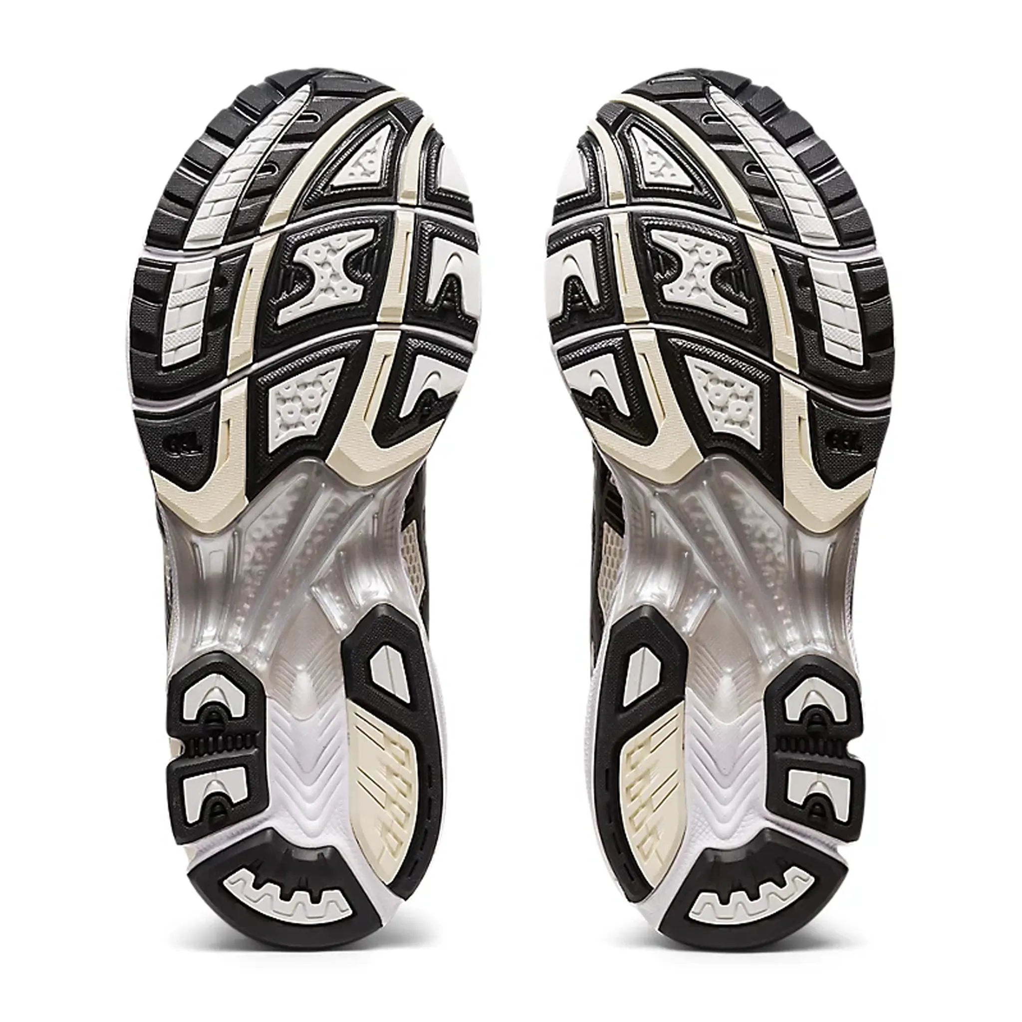 Sole view of Asics Gel-Kayano 14 Silver Cream Black (W) 1201A019-108