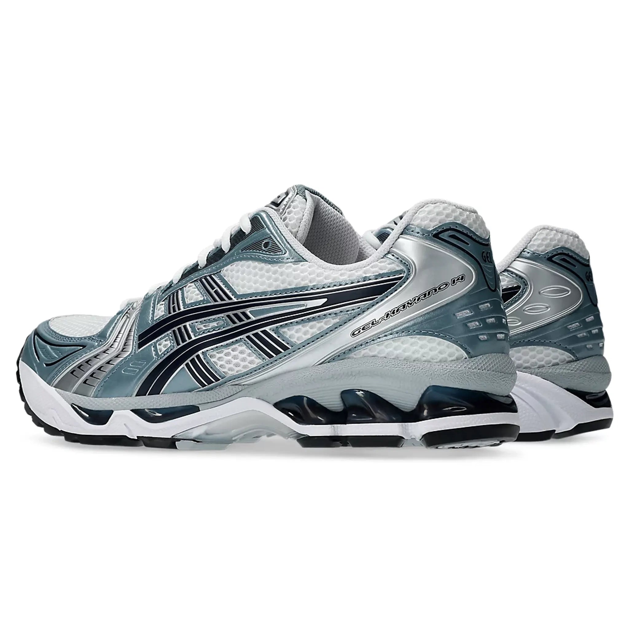 Back side view of ASICS Gel-Kayano 14 White Fjord Grey 1203A537-106