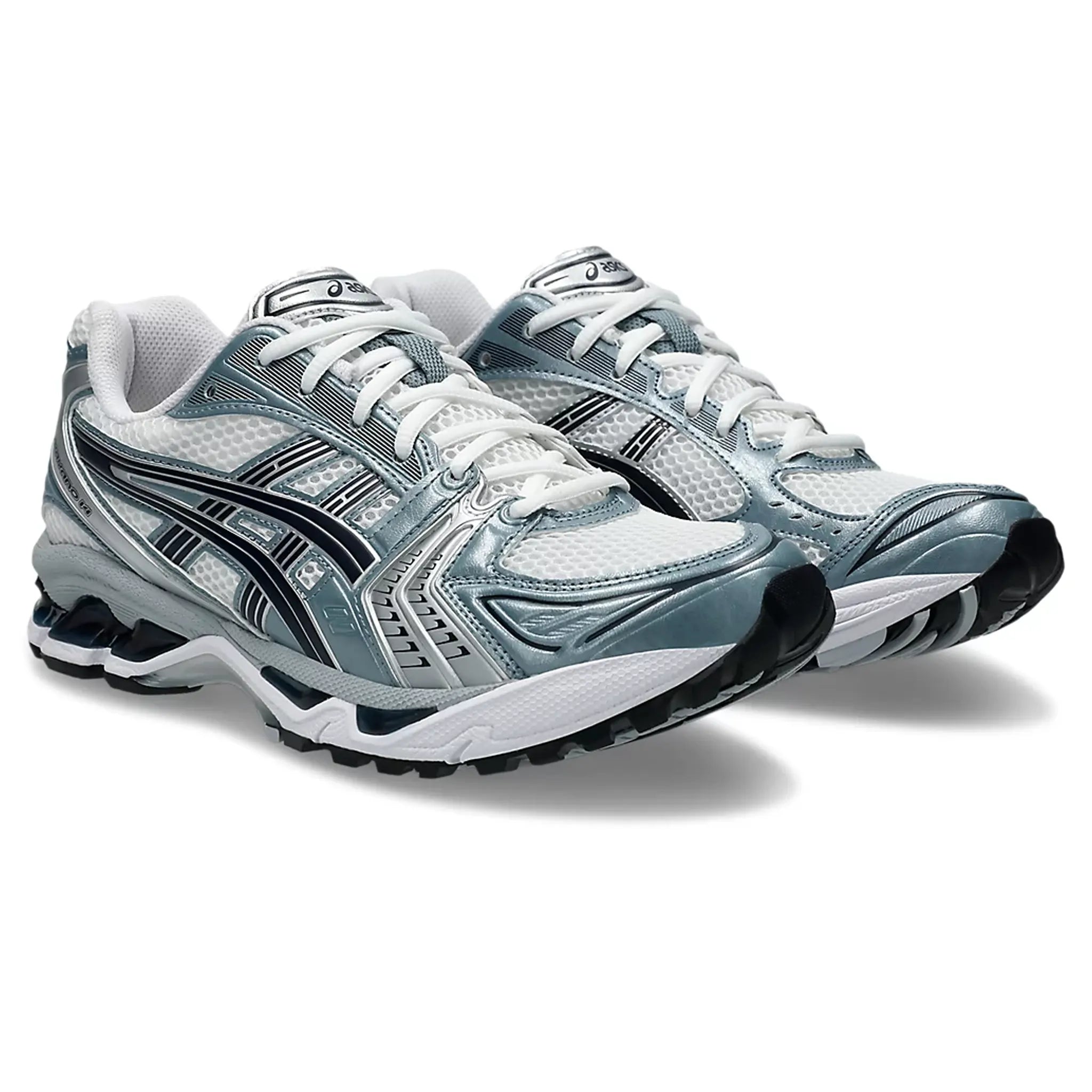 Front side view of ASICS Gel-Kayano 14 White Fjord Grey 1203A537-106