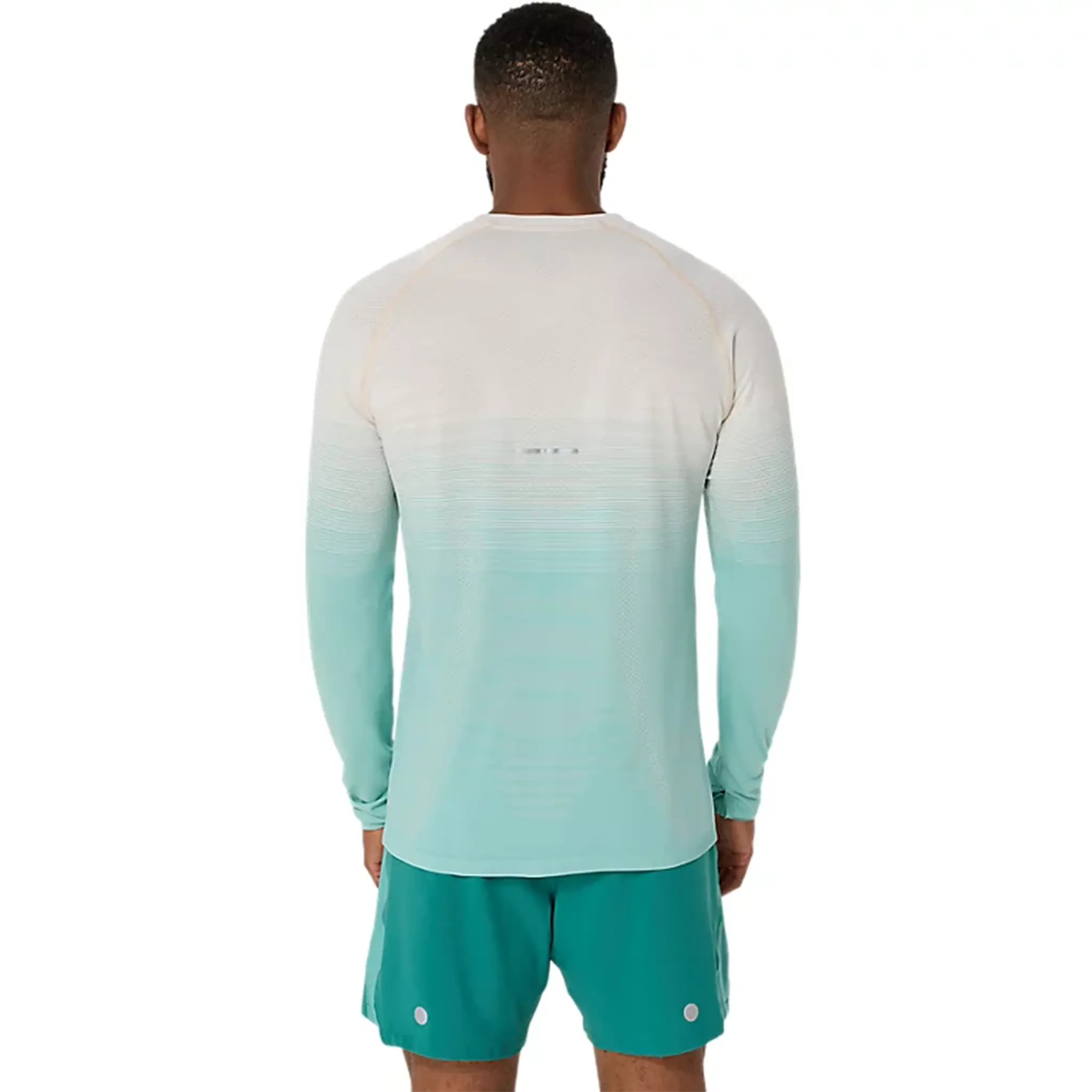 Back View of ASICS Seamless L/S Birch Oasis Green T Shirt 2011C394_201
