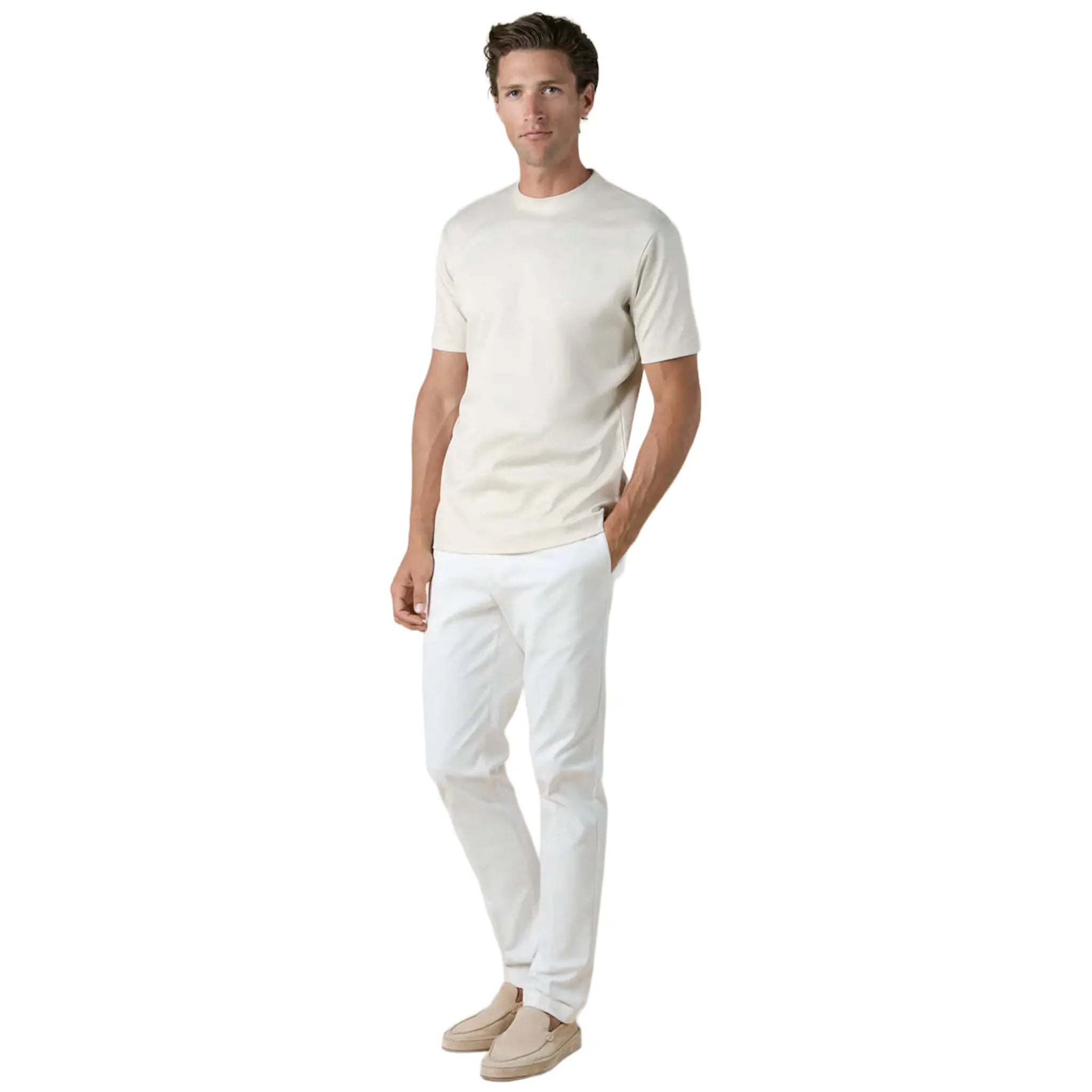 Front View of Aurélien Aur1 Ecru T Shirt AUR1TSHIRTECR