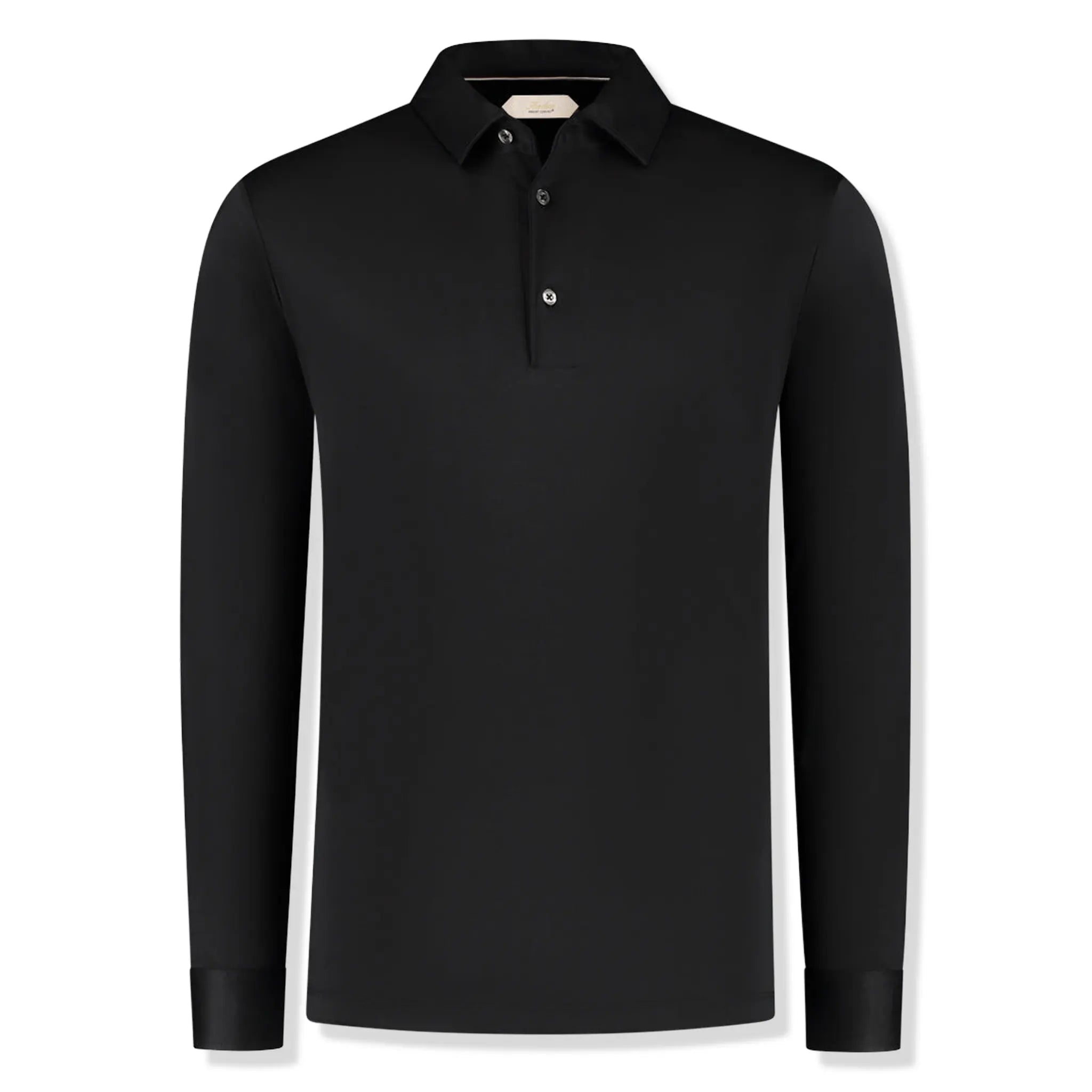 Front View of Aurélien Aur1 L/S Black Polo Shirt AUR1LSPOLOBLACK