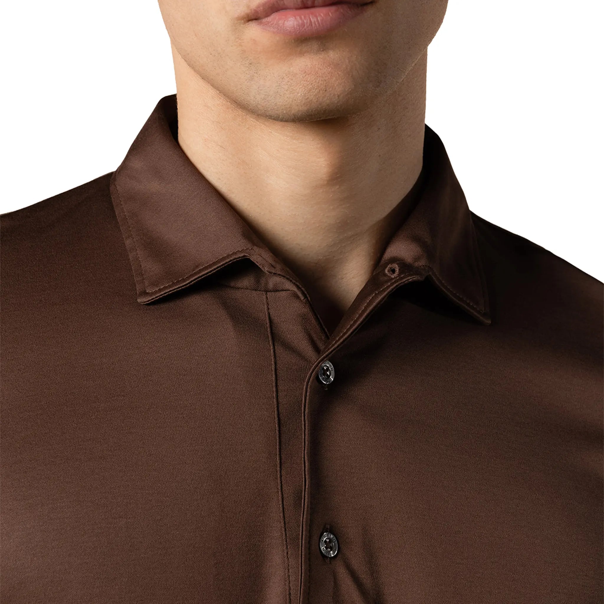 Detailed View of Aurélien Aur1 L/S Chocolate Polo Shirt AUR1LSPOLOCHOCOLATE