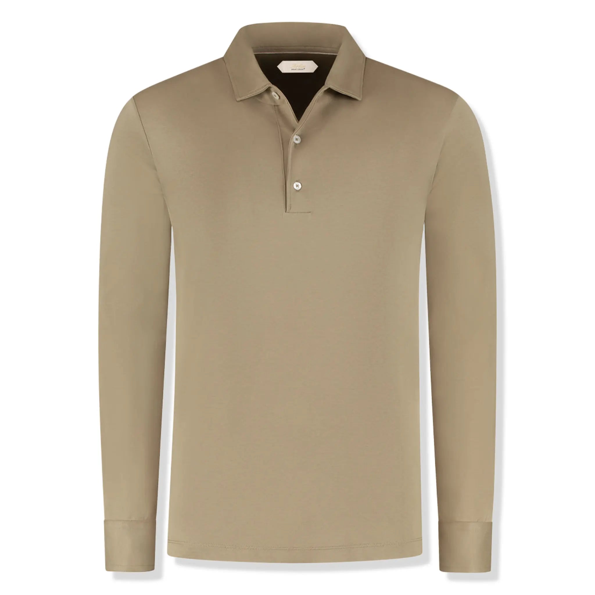 Front View of Aurélien Aur1 L/S Dark Taupe Polo Shirt