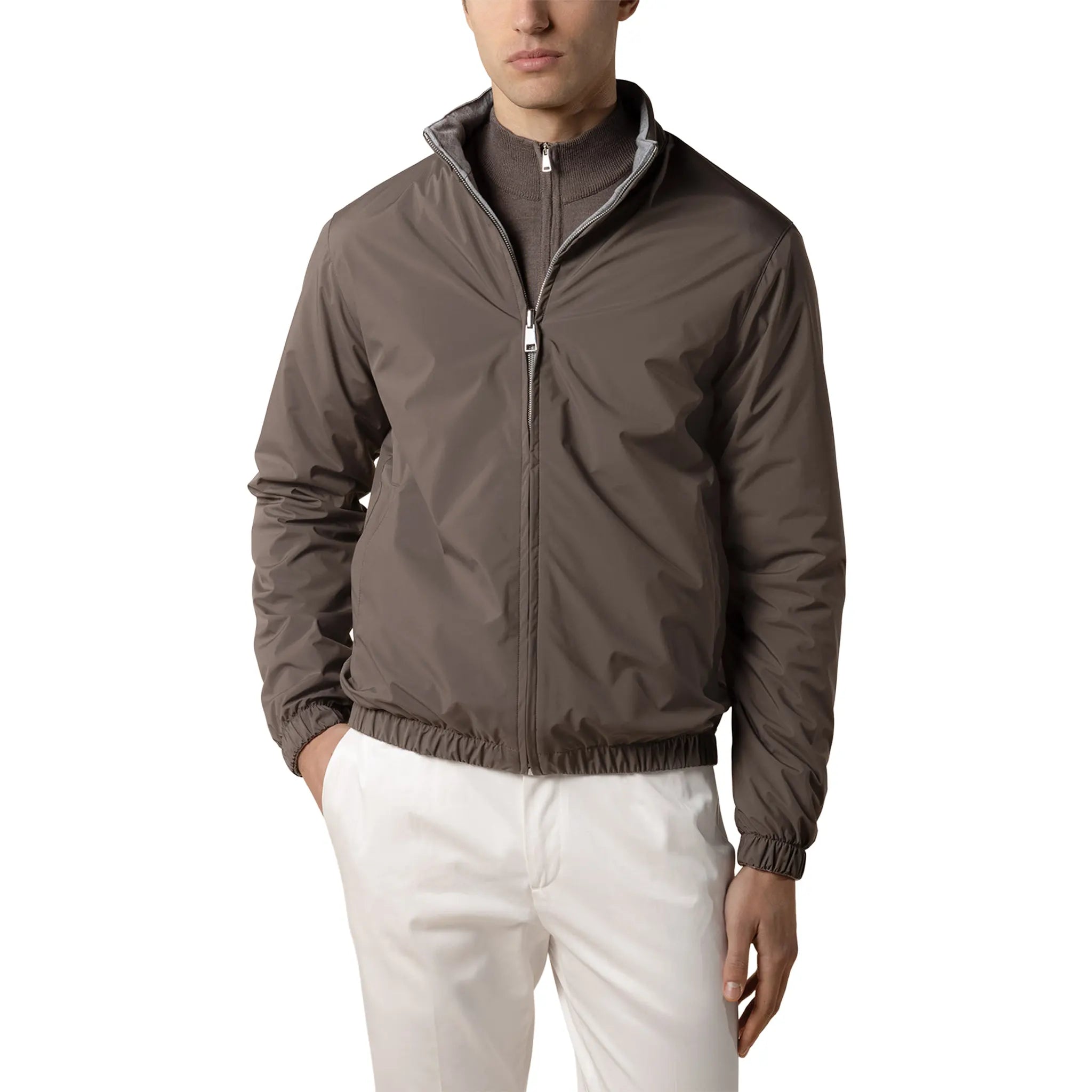 Detailed Front View of Aurélien Reversible Ash Grey Resort Jacket