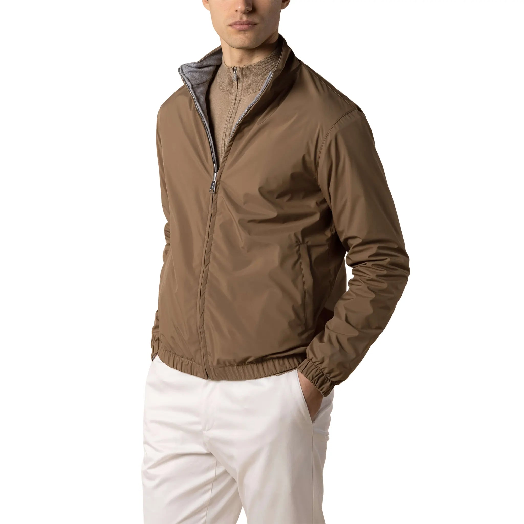 Front View of Aurélien Reversible Caramel Resort Jacket RESORTREVJACKETCARAMEL