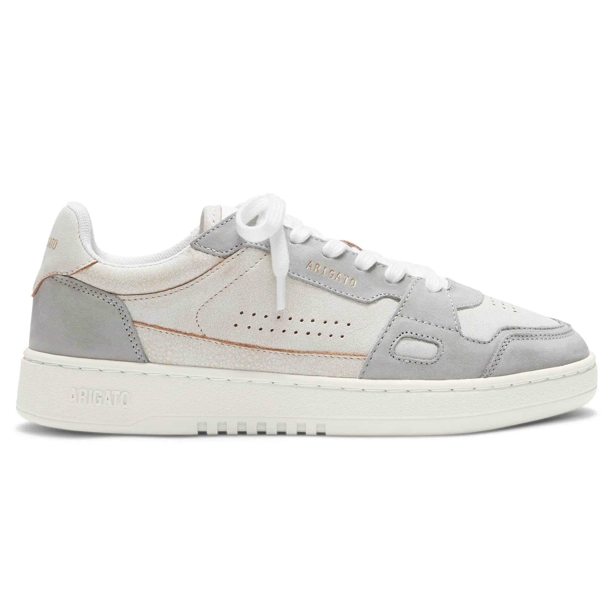 Side view of Axel Arigato Dice Low Beige Light Grey Sneaker F1697006