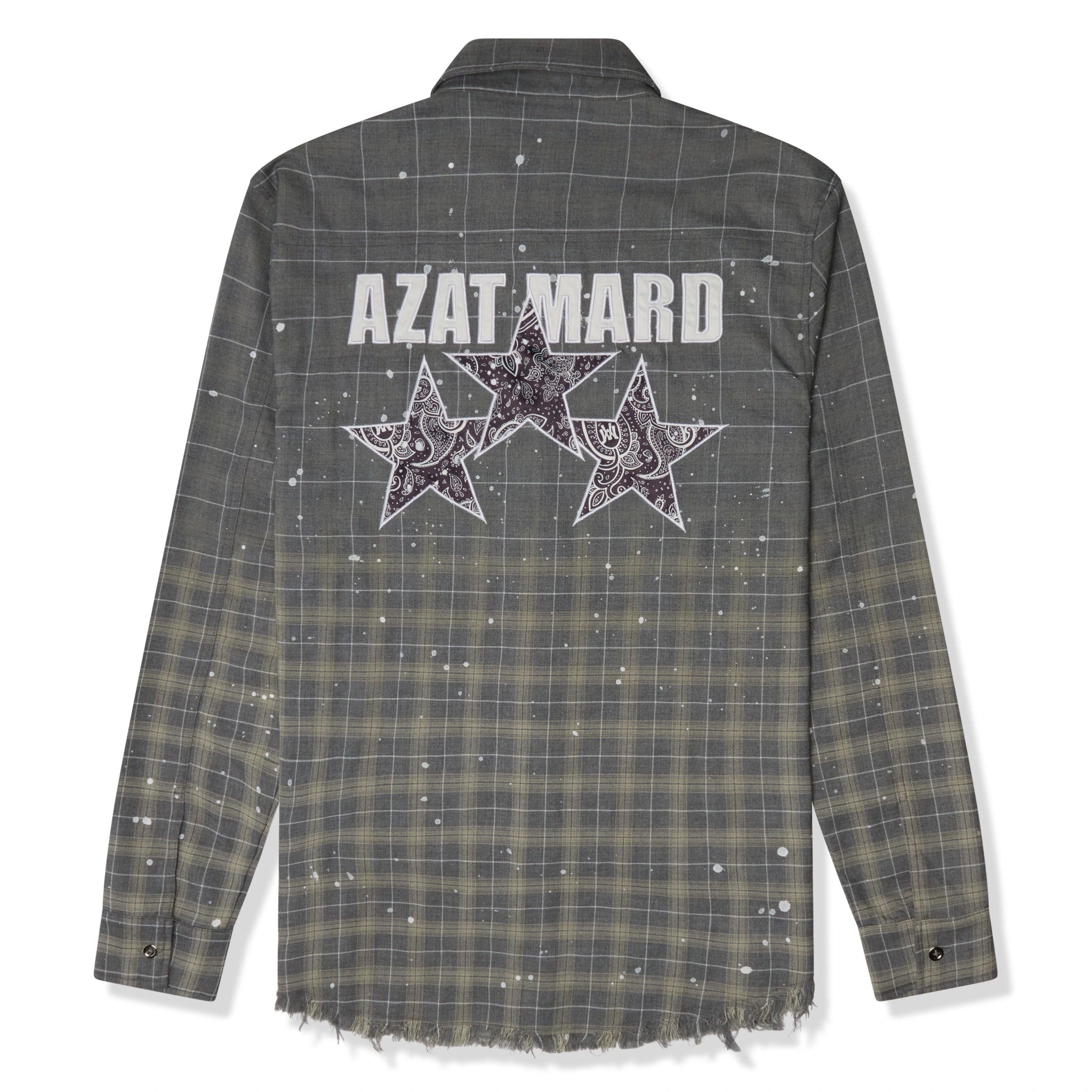 Back view of Azat Mard Grey Star Check Shirt AW21101
