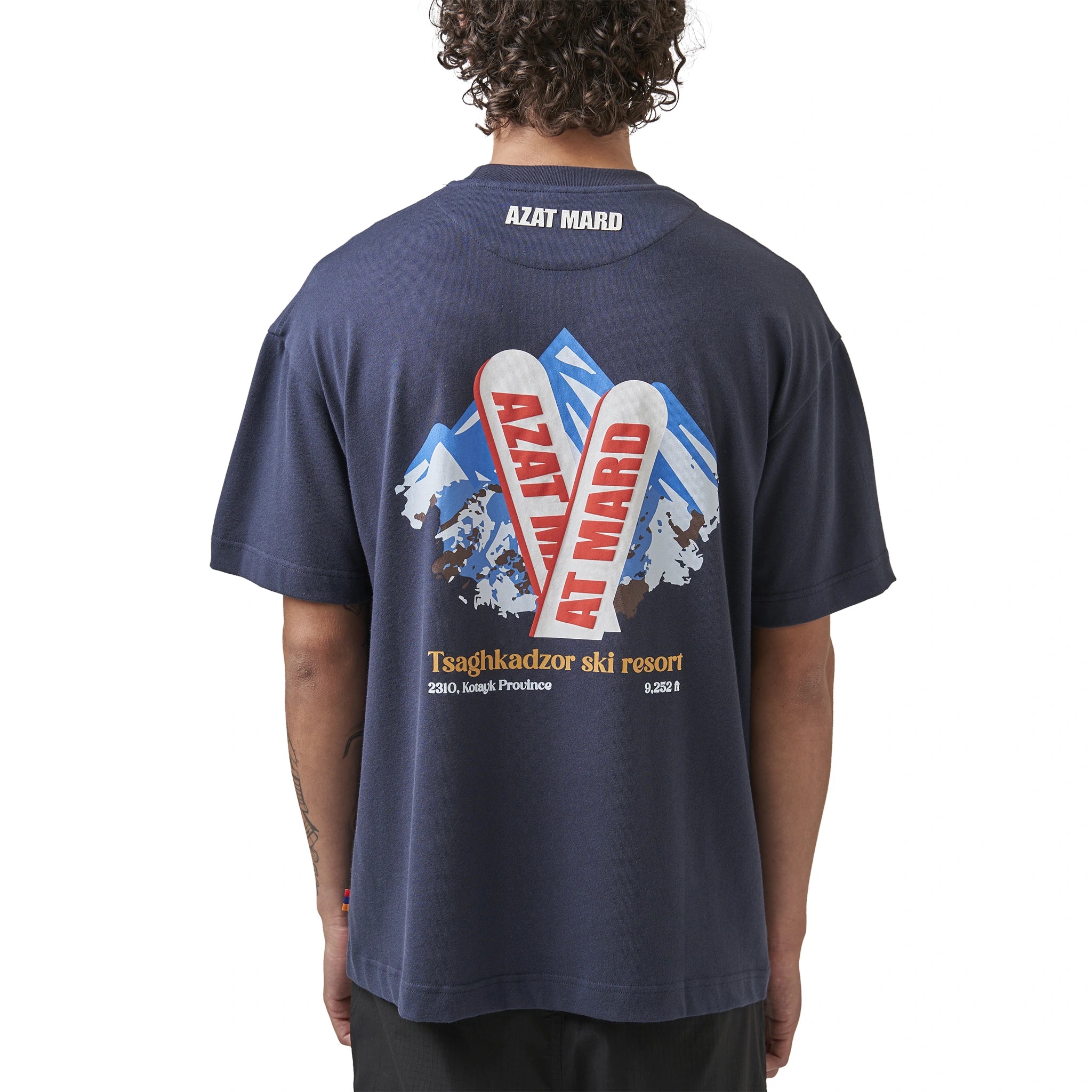 Back view of Azat Mard Ski Navy T Shirt FW230316