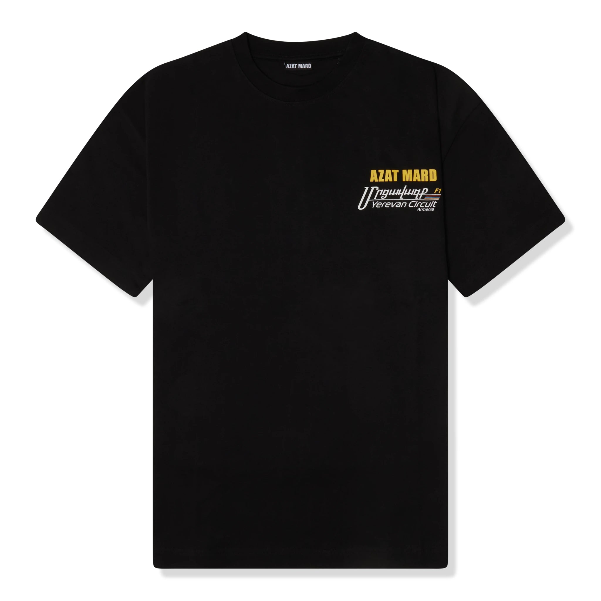 Front view of Azat Mard Yerevan Racing T Shirt Black FW23033