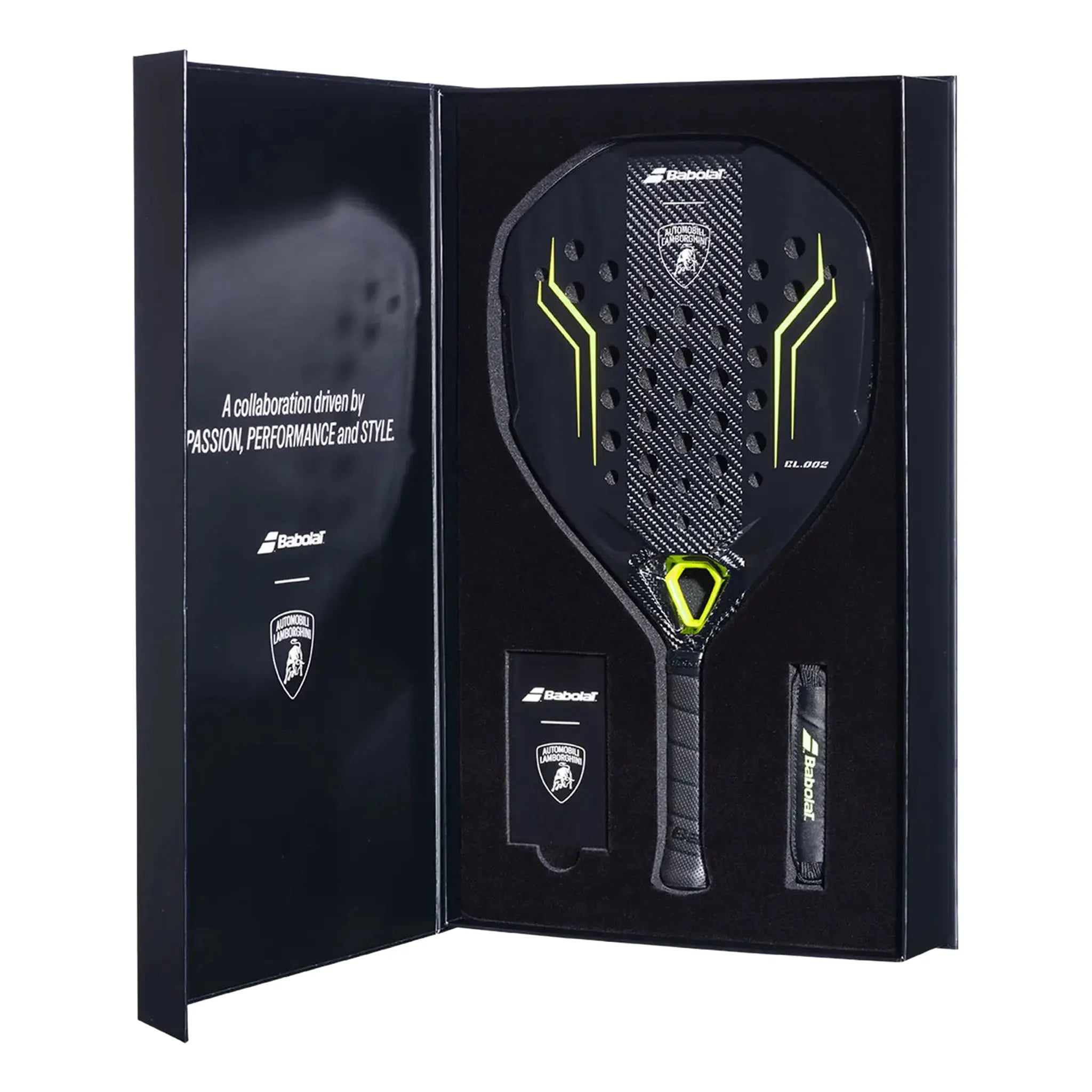 Box View of Babolat x Lamborghini Padel Racket BL.002 Black
