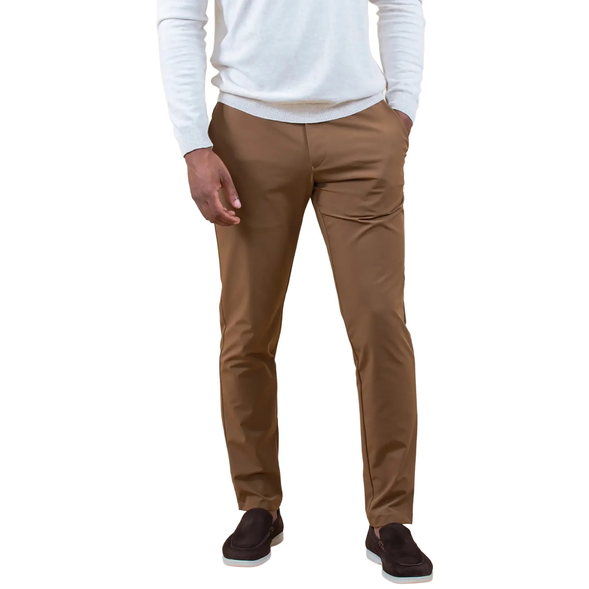 Front View of Be Gentle Active Brown Pants