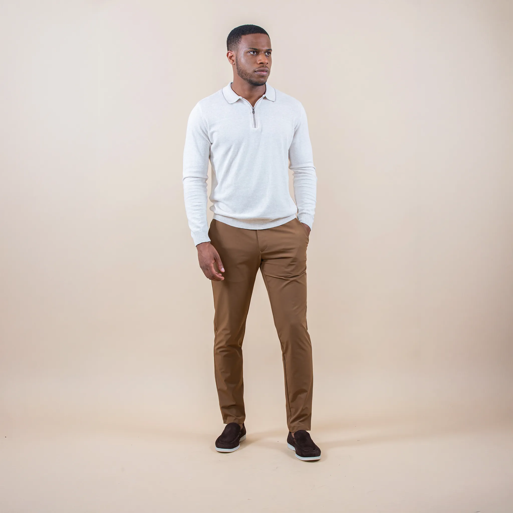 Front View of Be Gentle Active Brown Pants