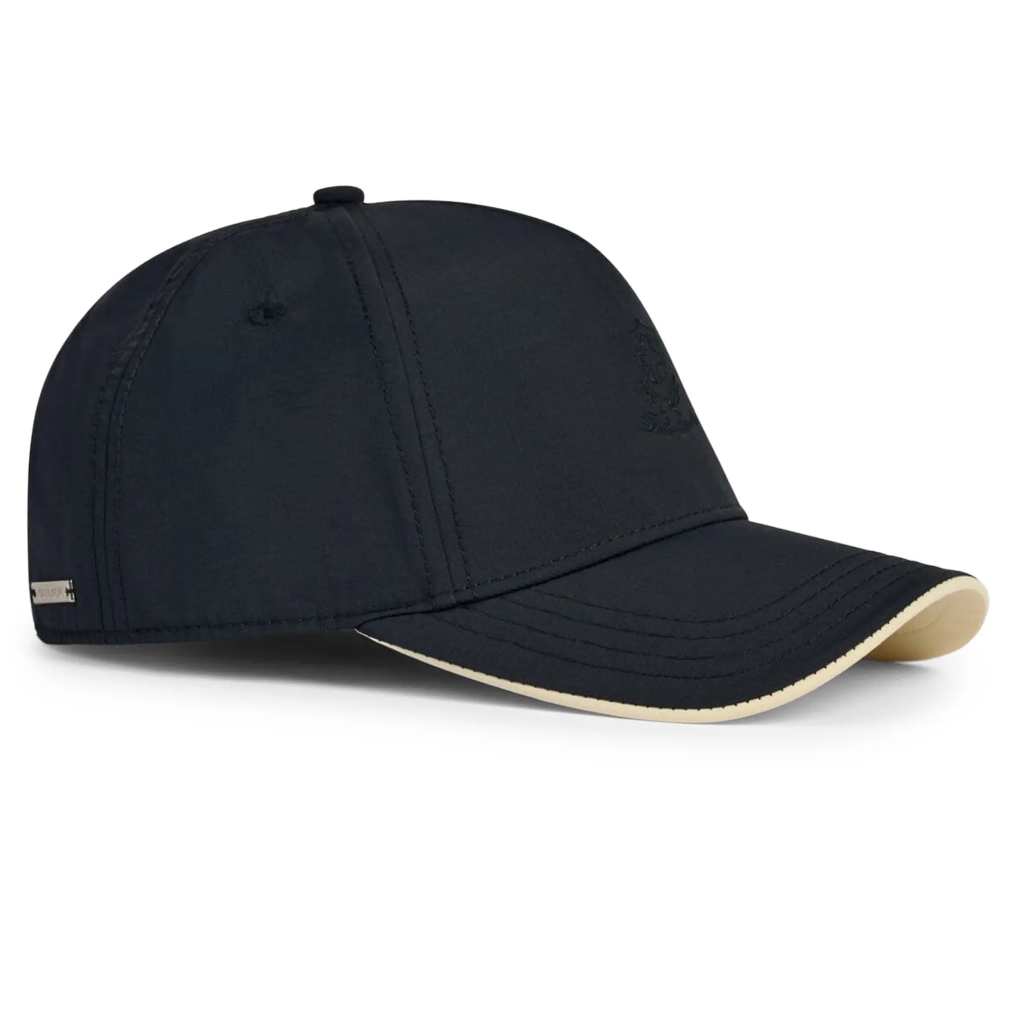Front Side View of Belier Crest Logo Black Cap BA006BLK