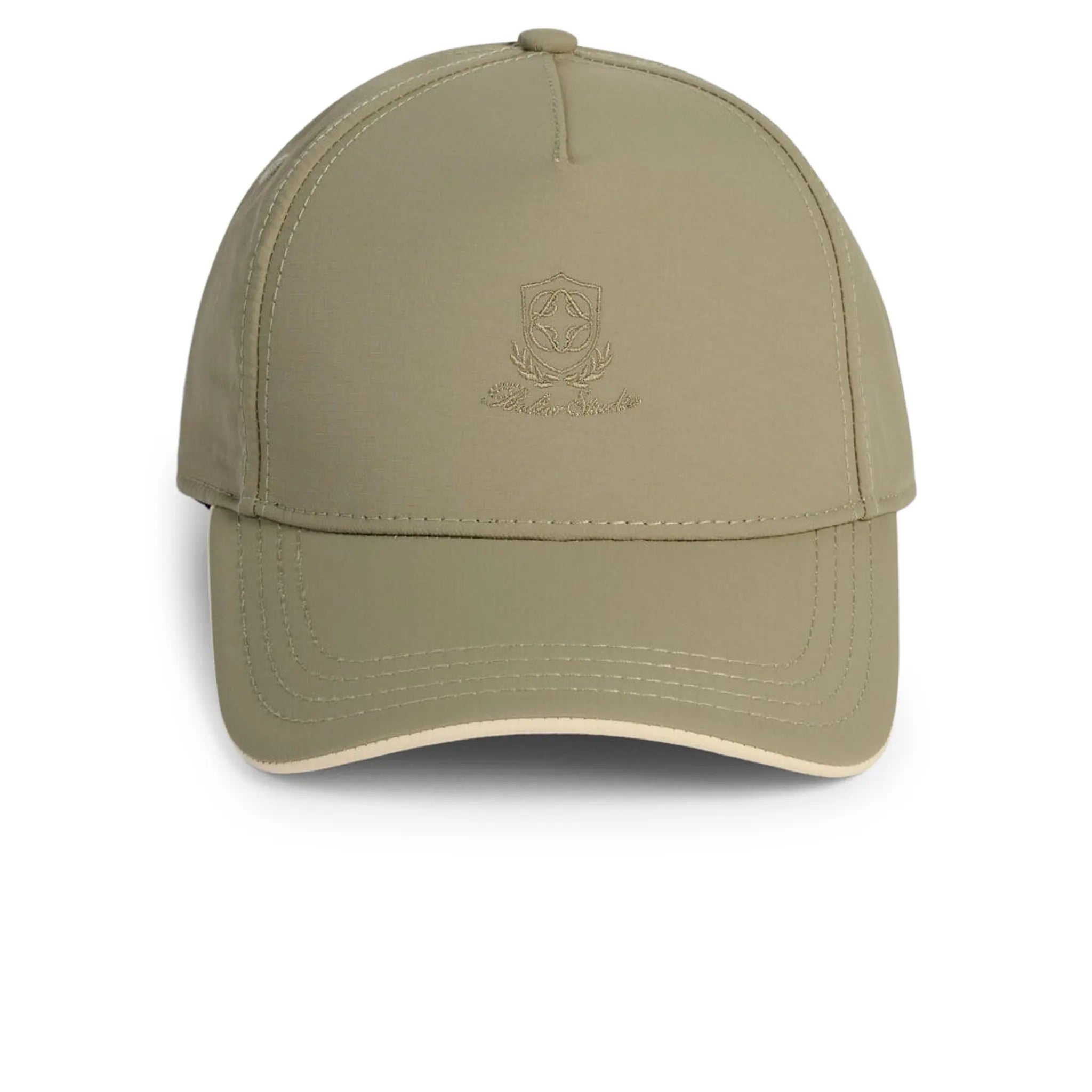 Front View of Belier Crest Logo Taupe Cap BA006TPE