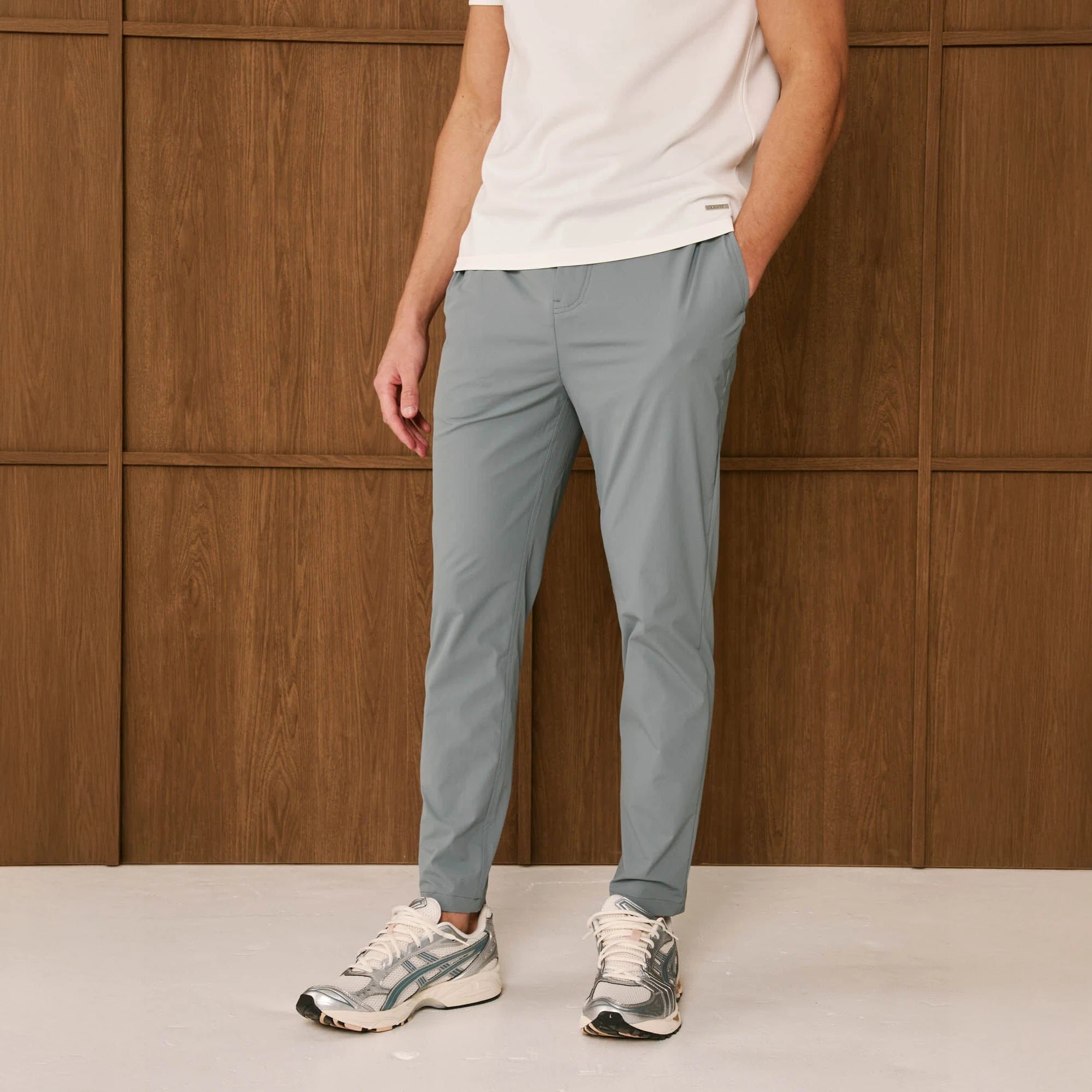 Front Side View of Belier Essential Steel Blue Trousers BM795STLBLU