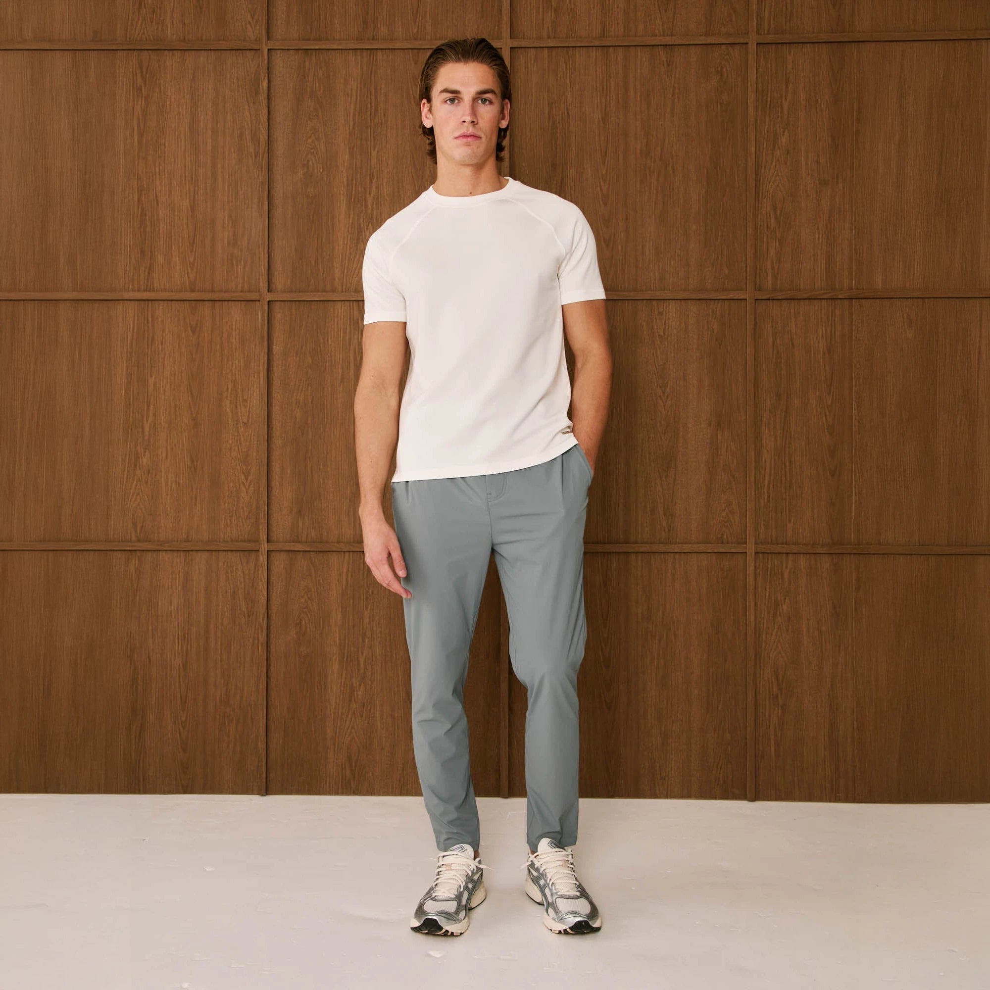 Front View of Belier Essential Steel Blue Trousers BM795STLBLU