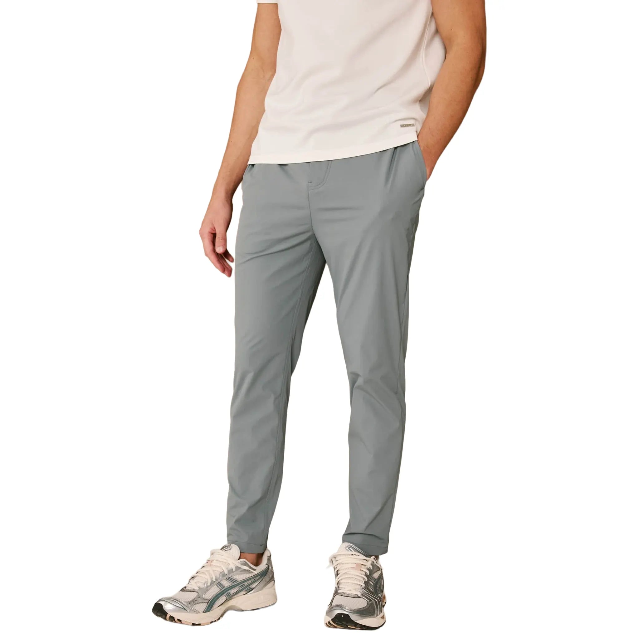 Front Side View of Belier Essential Steel Blue Trousers