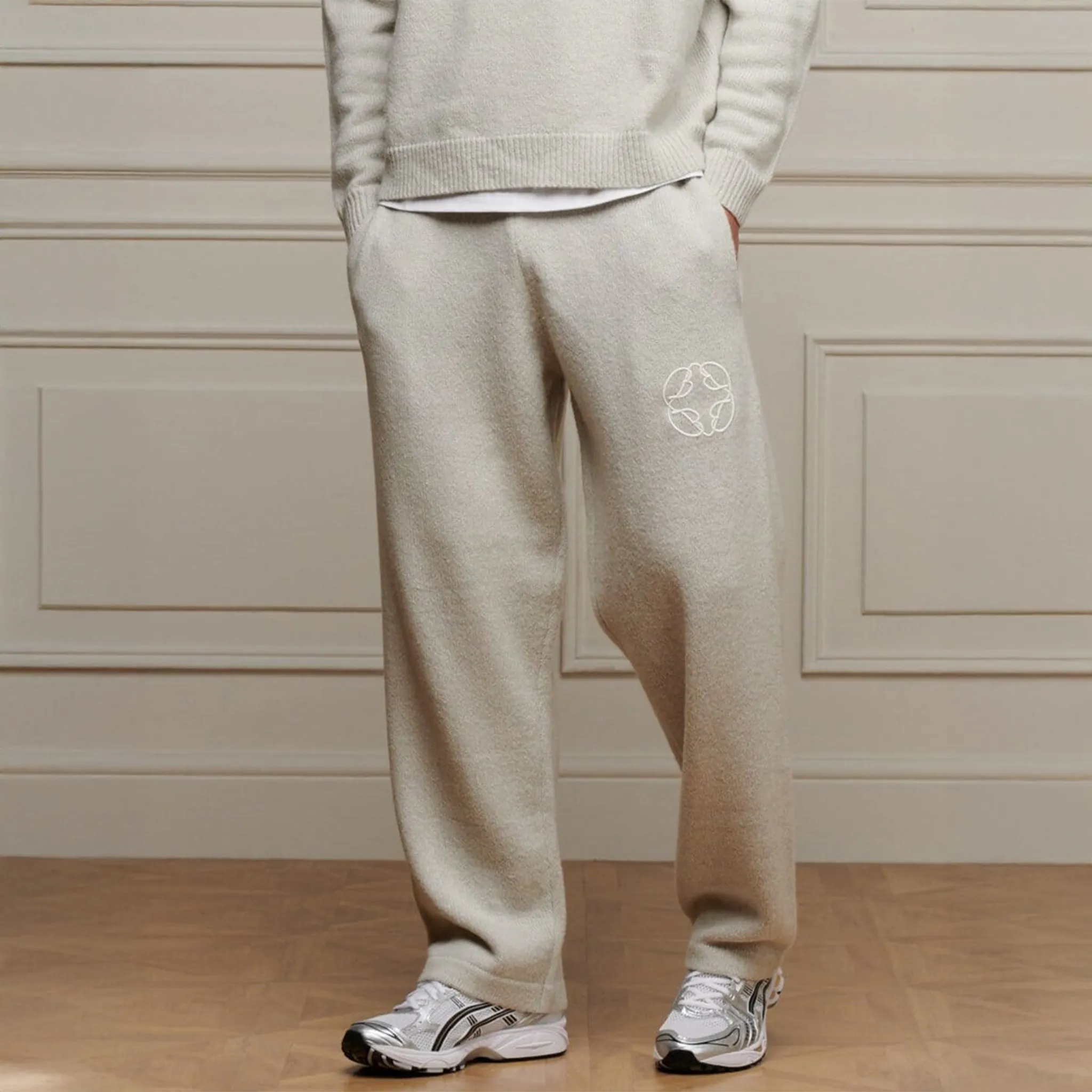 Front View of Belier Mohair Knit Marl Grey Sweatpants