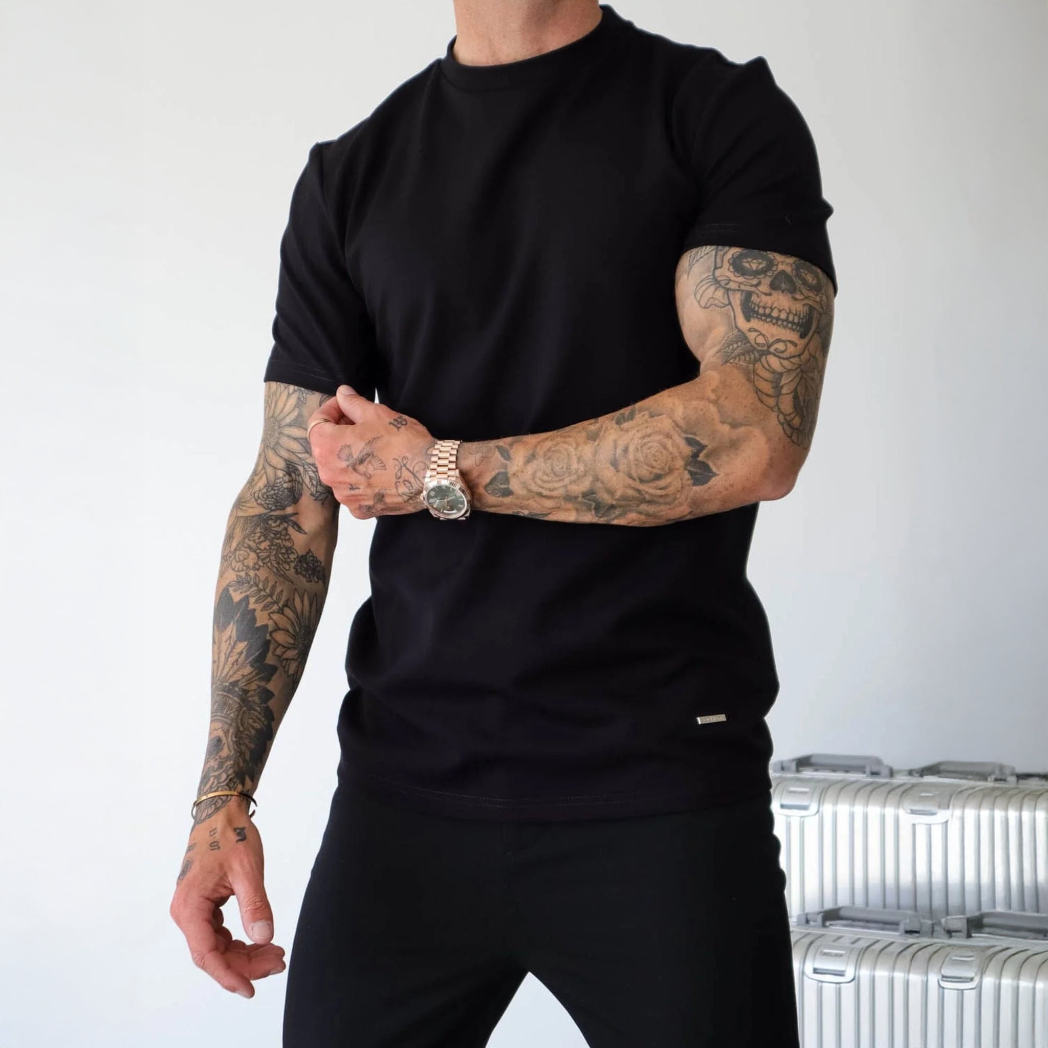 Front View of Belier Premium Black T Shirt