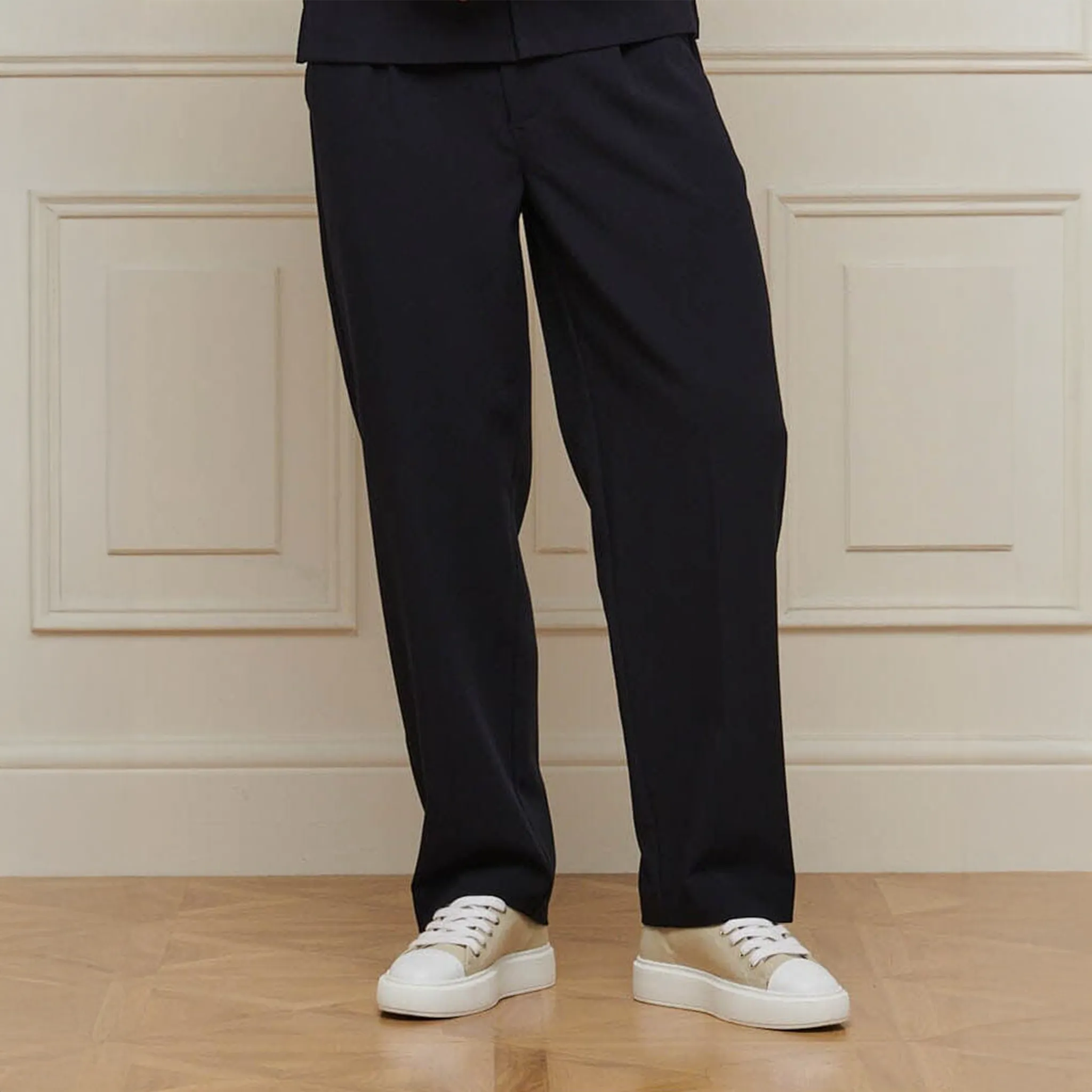 Front View of Belier Relaxed Fit Navy Trousers BM134NVY