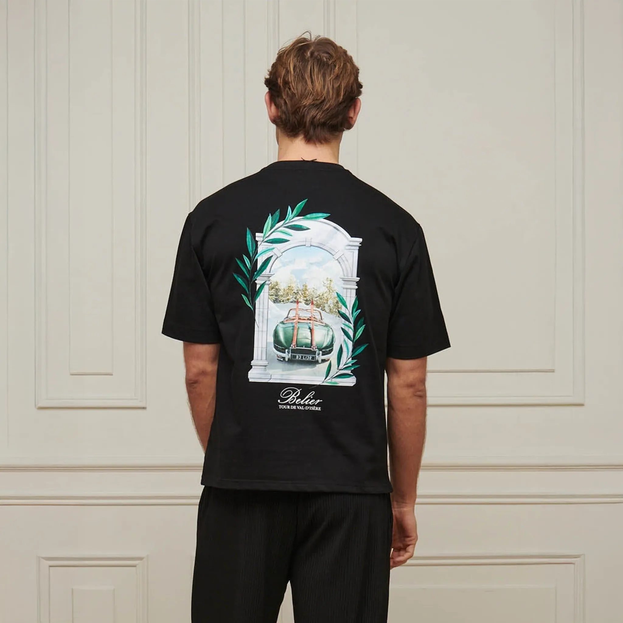 Back View of Belier Val d'Isère Arch Black T Shirt