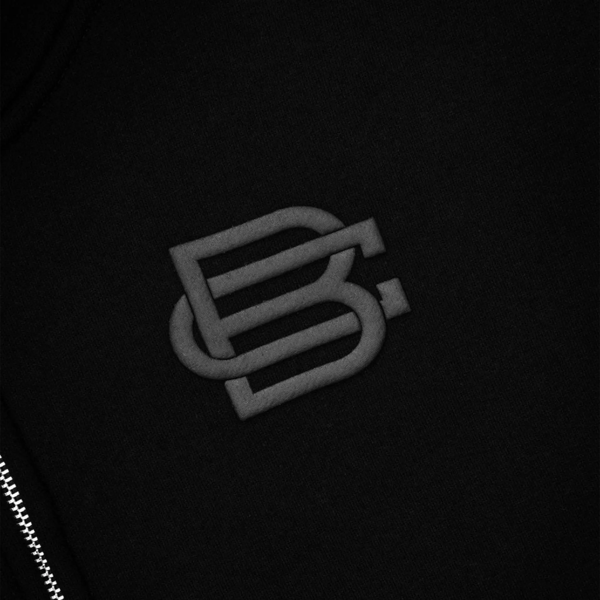 Detailed View of Bénir Clothing Bénir Club Match Day Matte Black Zip-Up Hoodie PUFFZIPHUDBLK