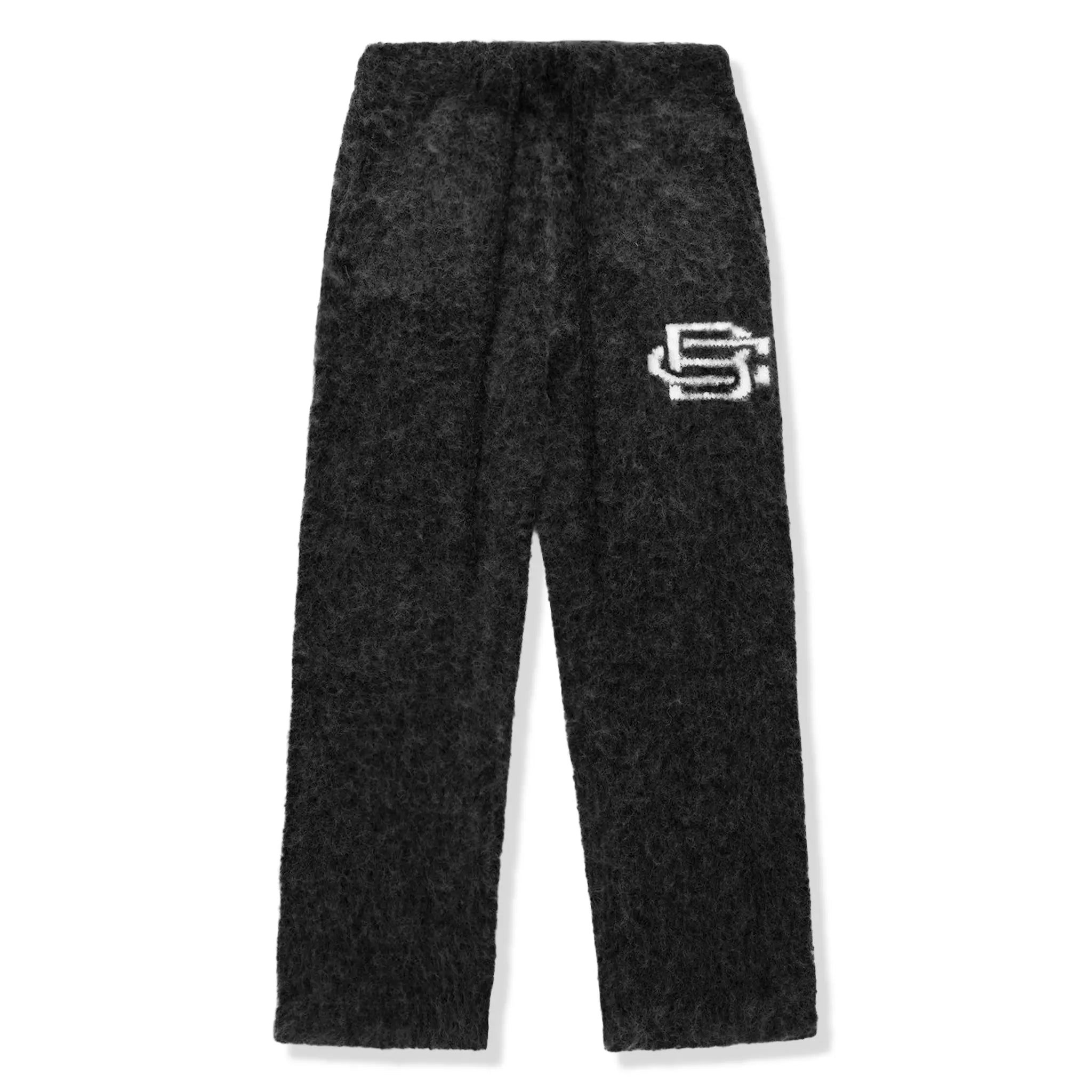 Front View of Bénir Clothing Mohair Knit BC Black Sweatpants MOJOGBLK