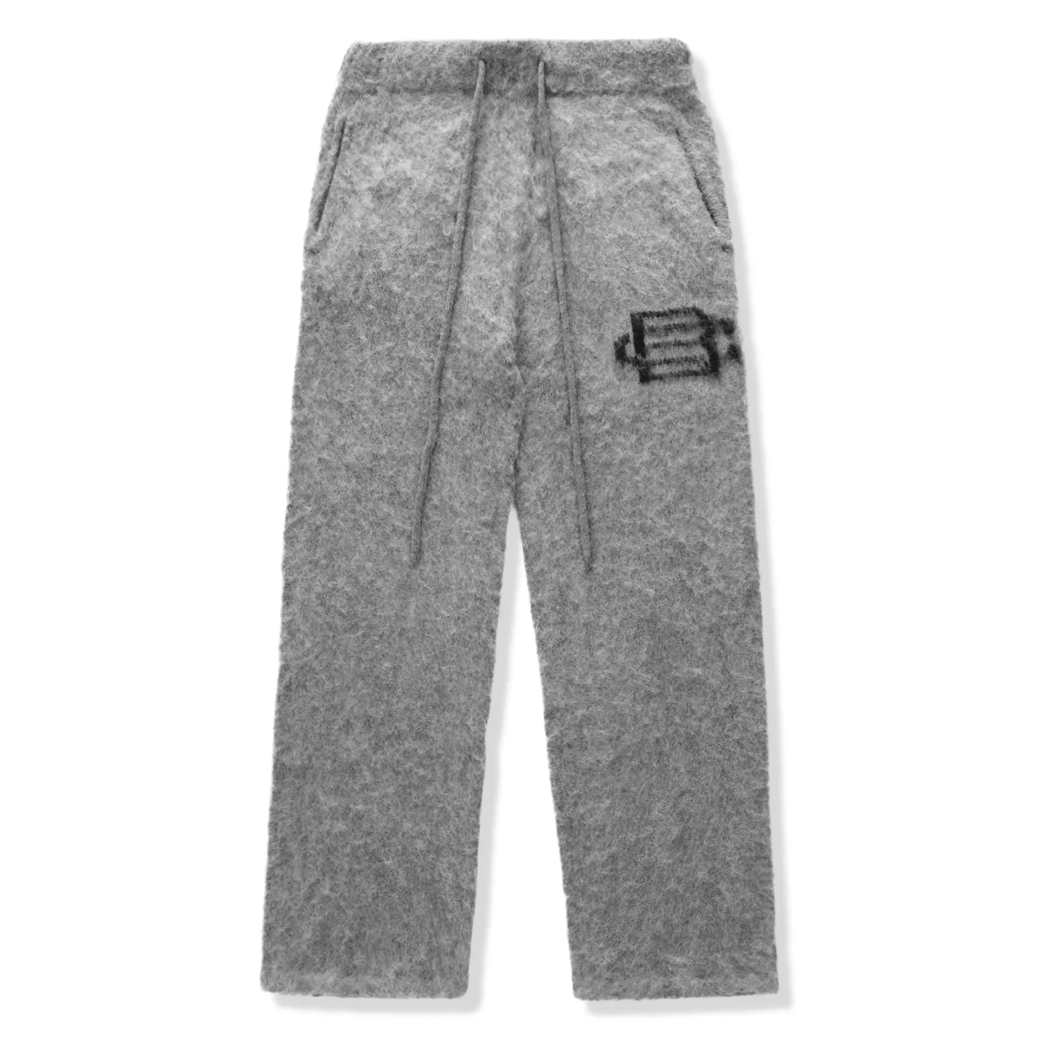 Front View of Bénir Clothing Mohair Knit BC Light Grey Sweatpants MOJOGLGRY