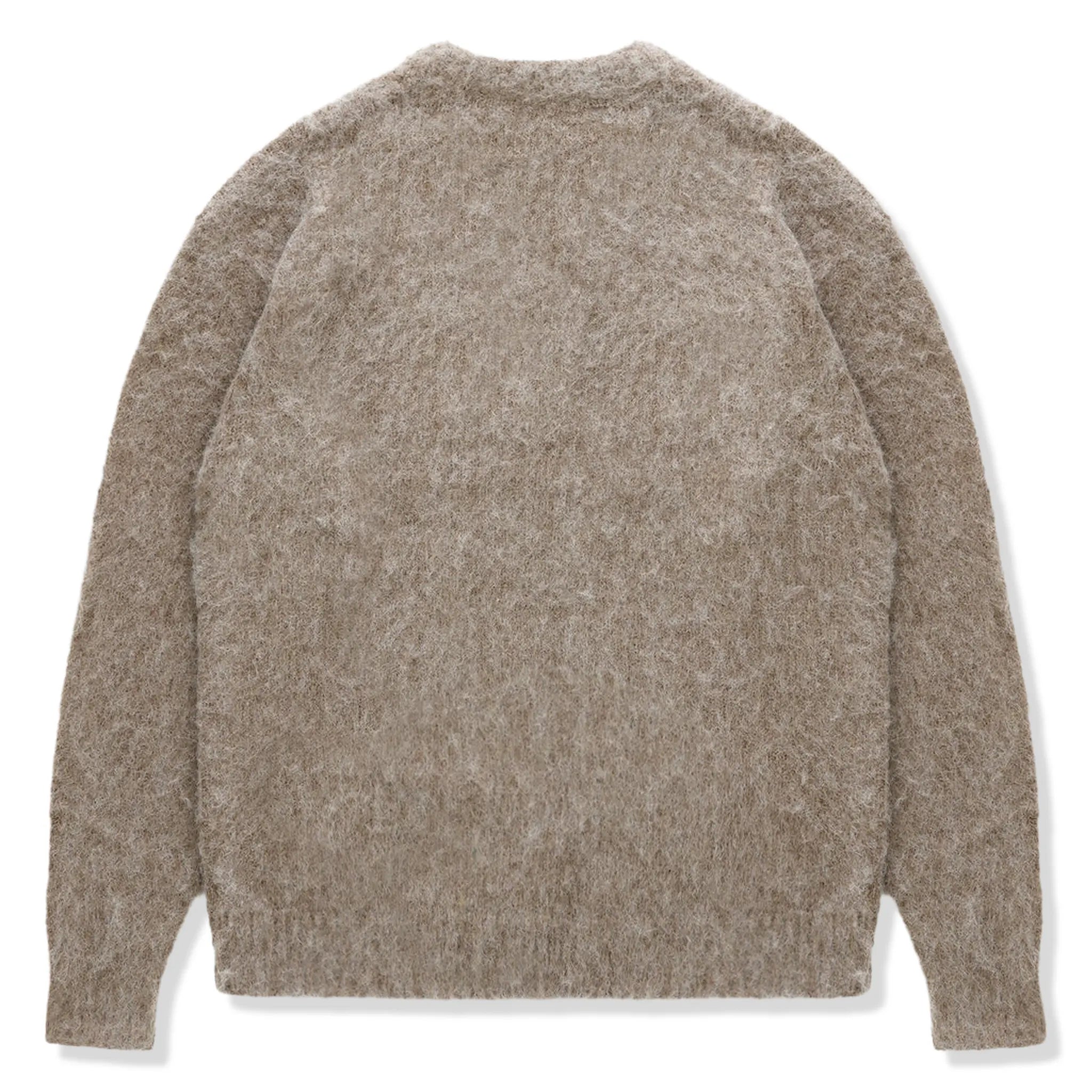 Back View of Bénir Clothing Mohair Knit BC Taupe Sweatshirt MOJUMPTAP