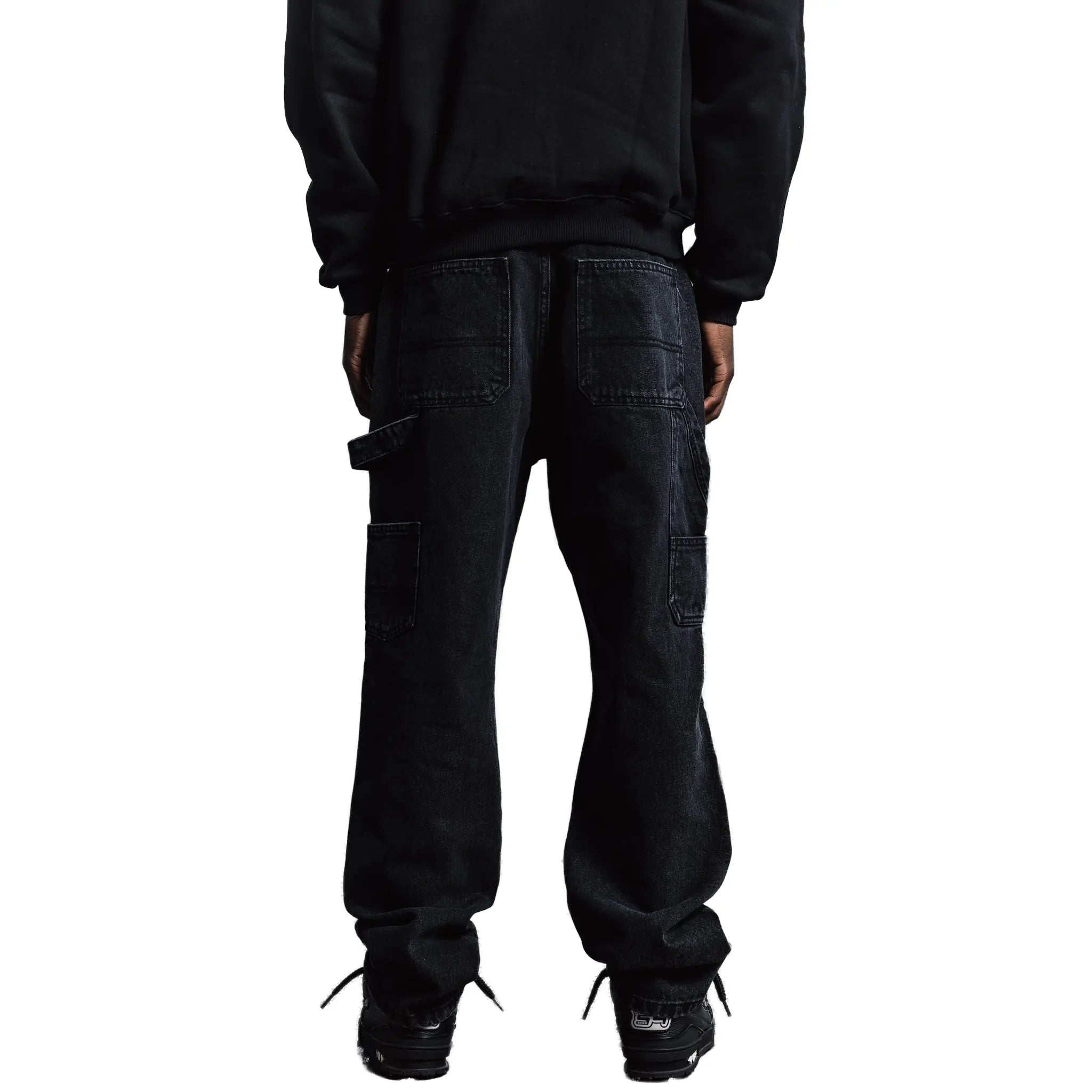 Back View of Bénir Clothing Relaxed Carpenter Black Jeans CARP-BLK