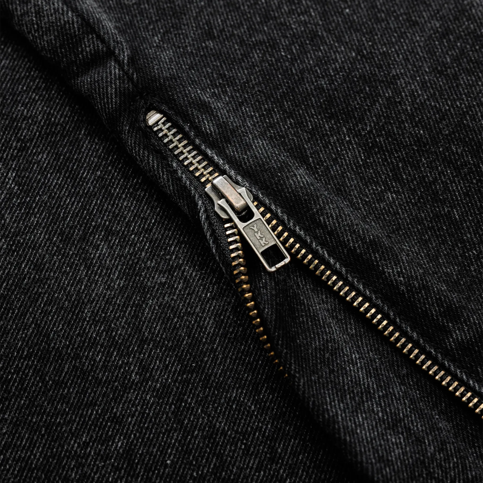 Detailed View of Bénir Clothing Zip Flare Black Jeans HEM-BLK ZIP