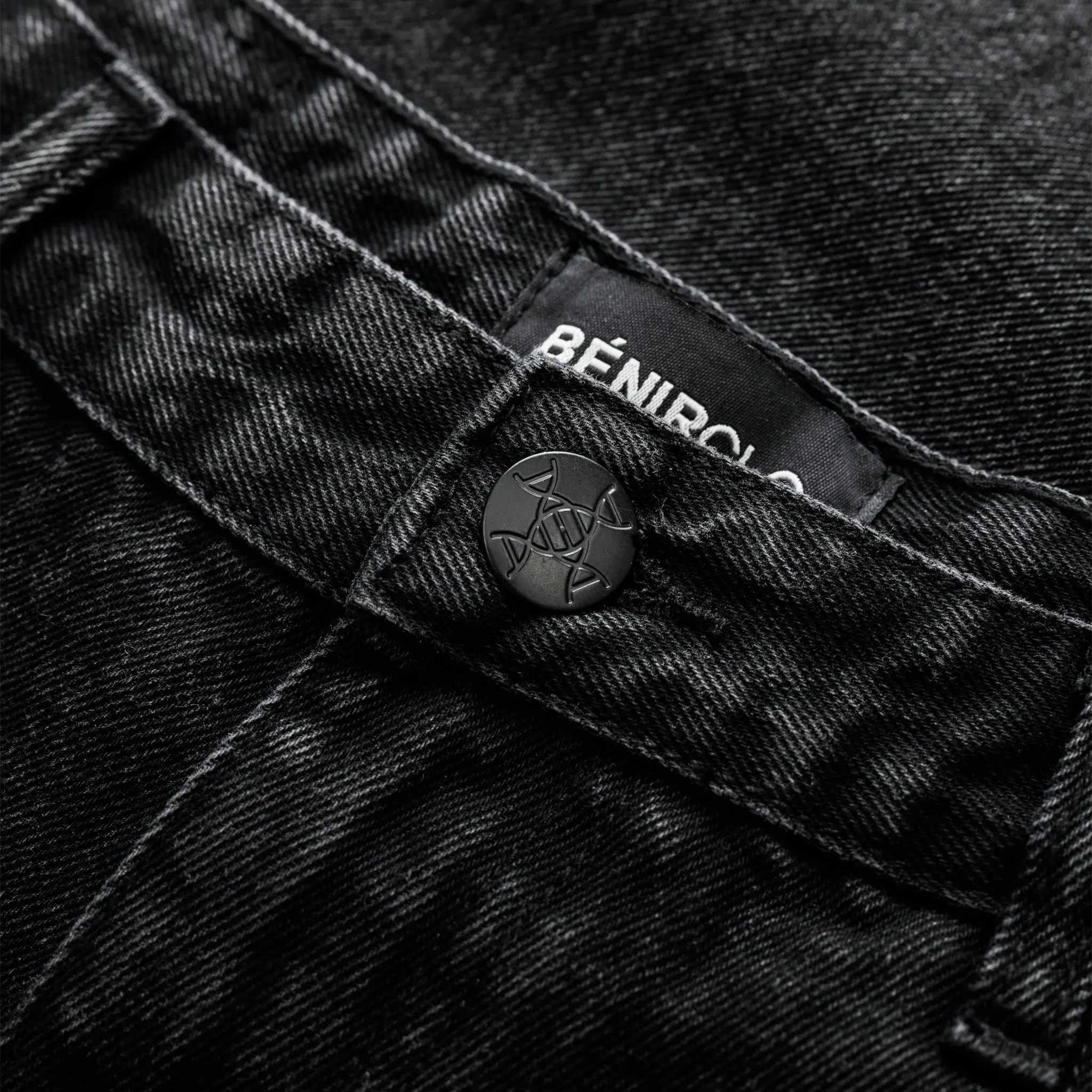 Detailed View of Bénir Clothing Zip Flare Black Jeans HEM-BLK ZIP