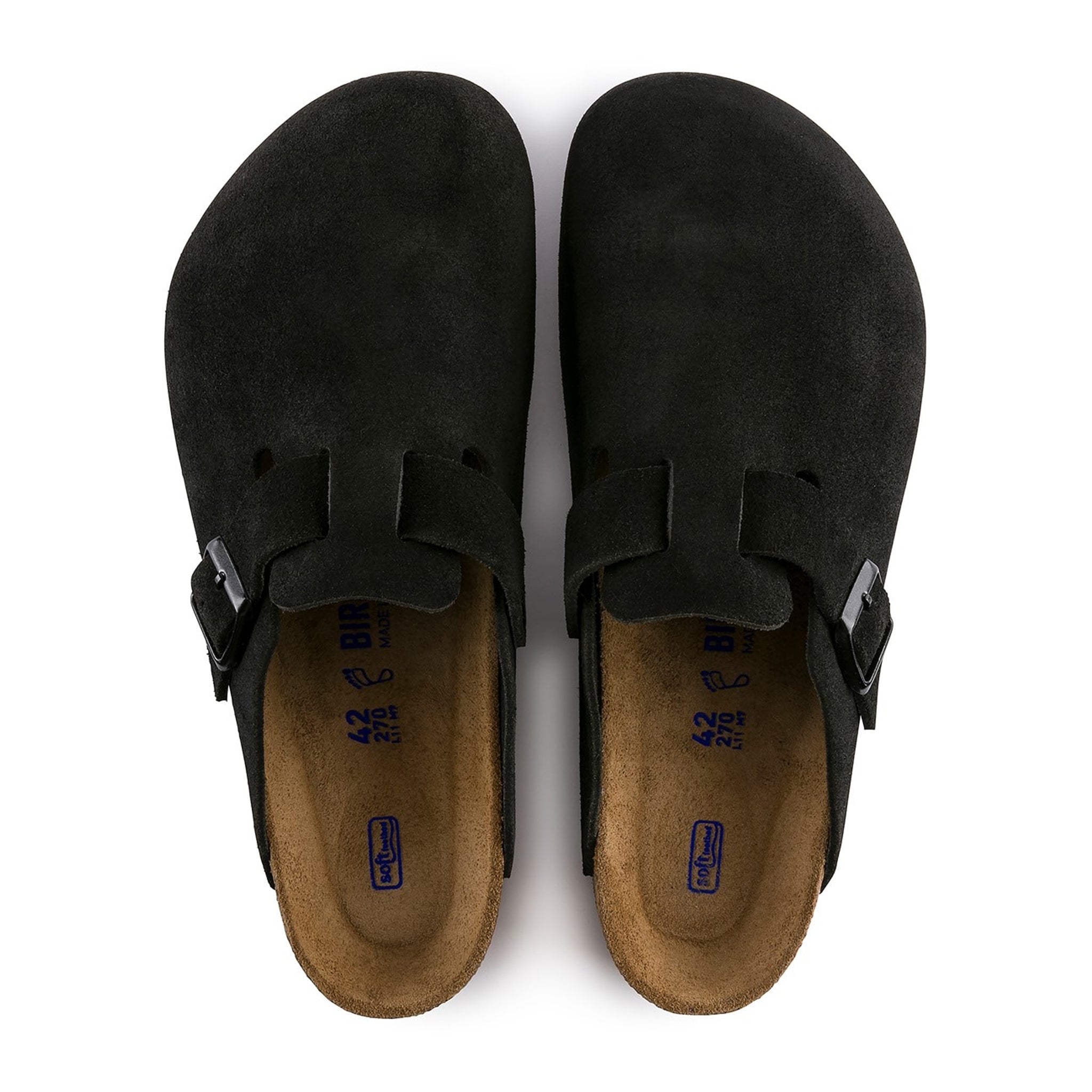 Top view of Birkenstock Boston Suede Flat Sandals Black 0660471