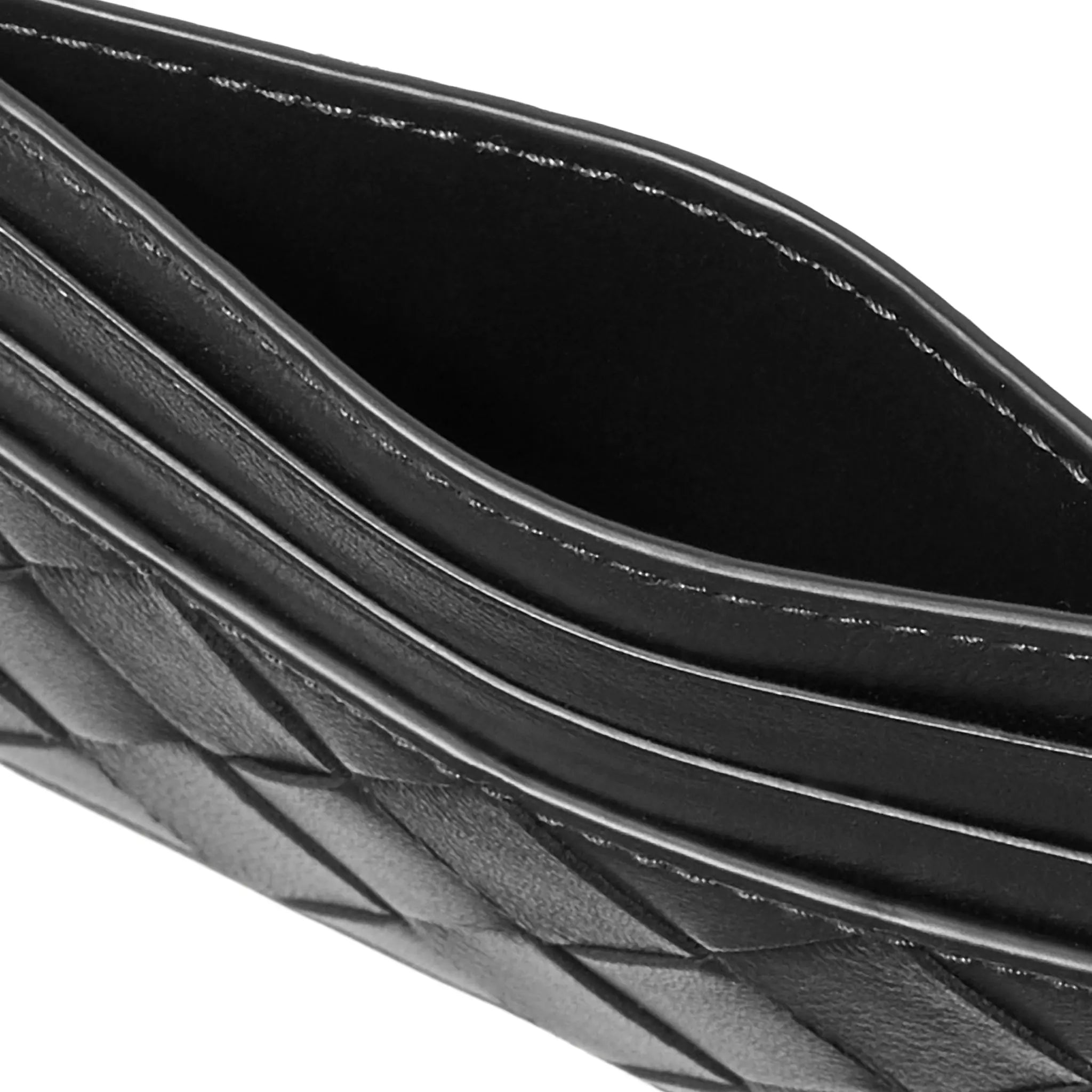 Upper View of Bottega Veneta Intrecciato Black Credit Card Case 743209VCPQ38803