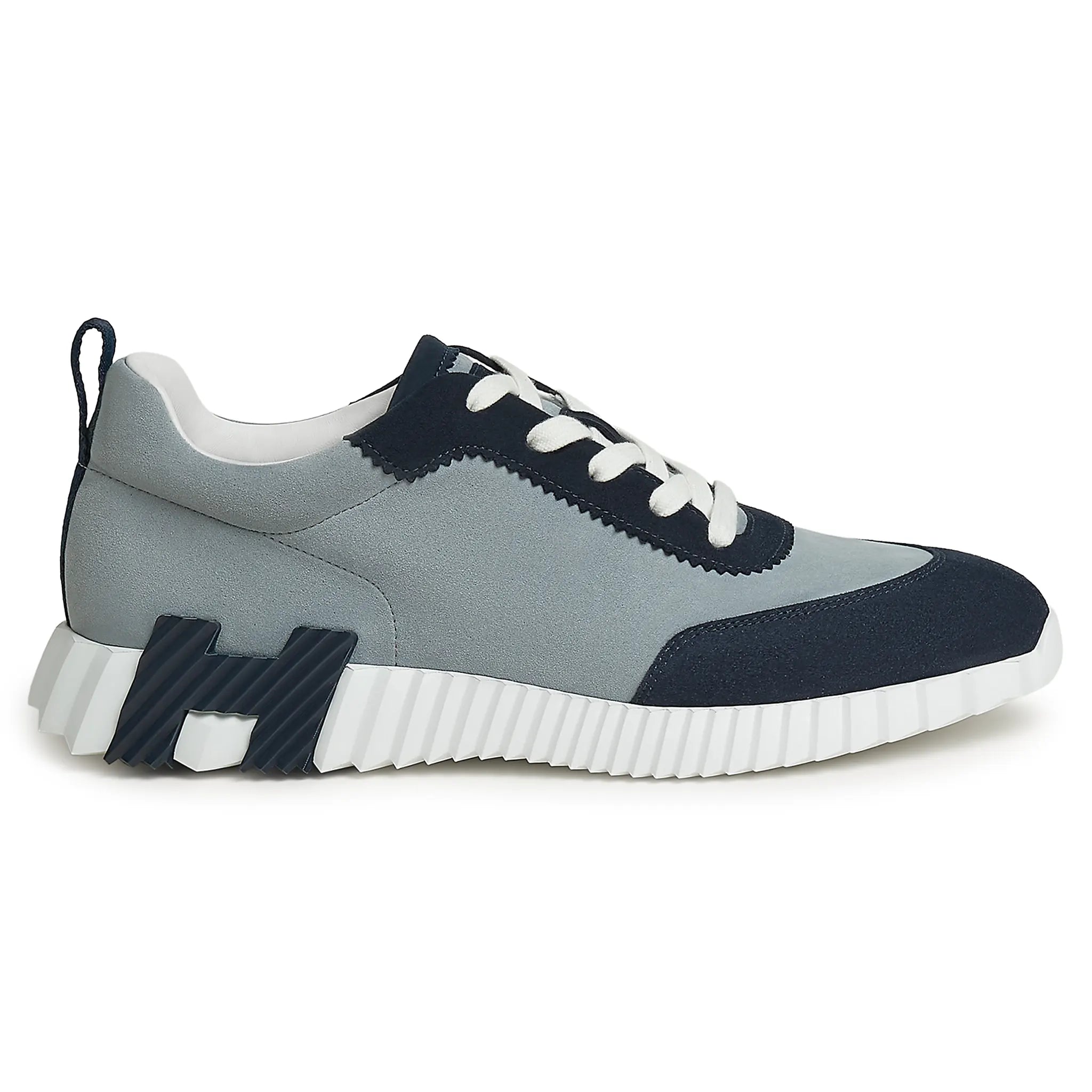 Side View of Hermes Paris Bouncing Sneaker Bleu Galet Marine H262851ZHBL410