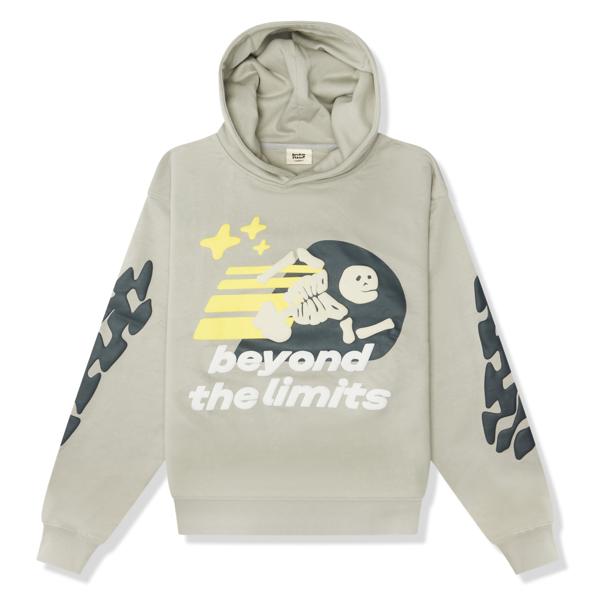 front view of Broken Planet Beyond The Limits Hoodie Stone Grey BP-BTL-HD-S_GRAY