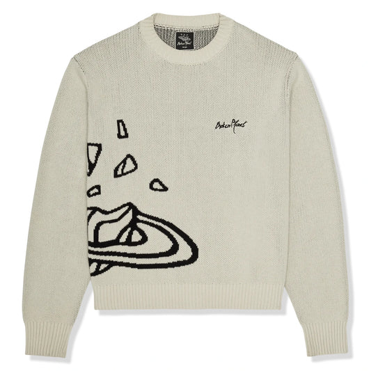 Broken Planet Bone White Planet Knit Sweatshirt