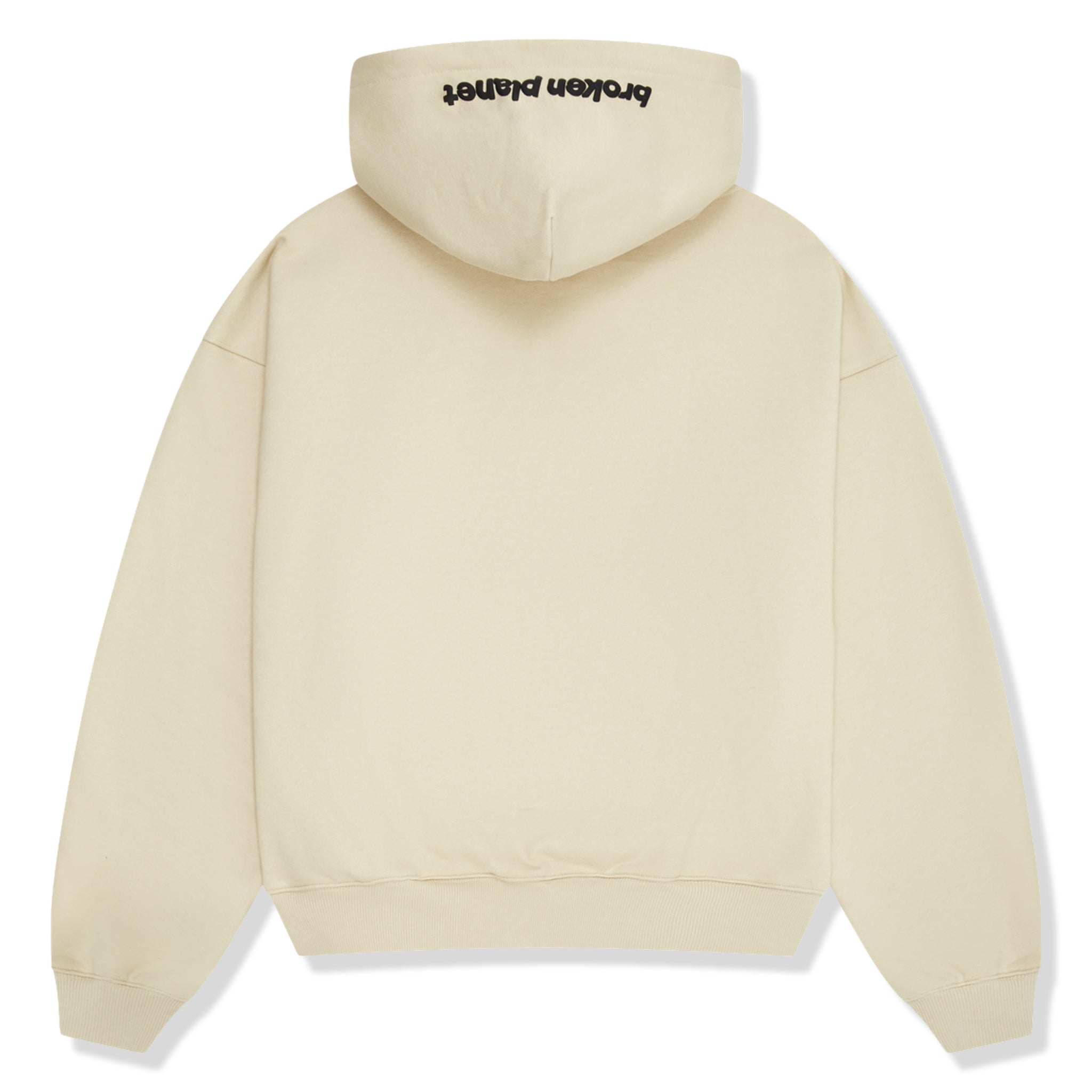 Back view of Broken Planet Bone White Zip Up Hoodie