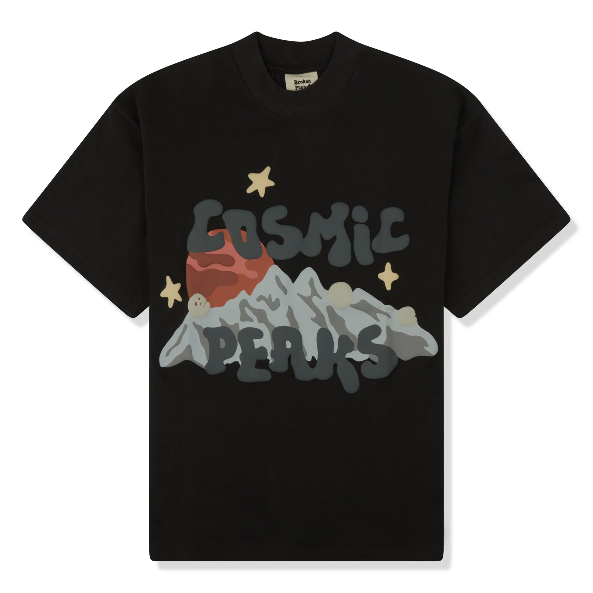 Image of Broken Planet Cosmic Peaks Soot Black T Shirt
