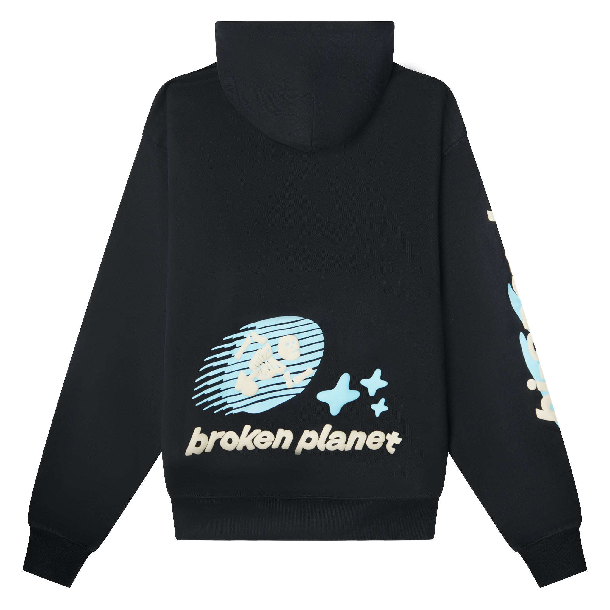 Back view of Broken Planet Cosmic Speed Hoodie Midnight Black BP-CS-HD-M_BLACK